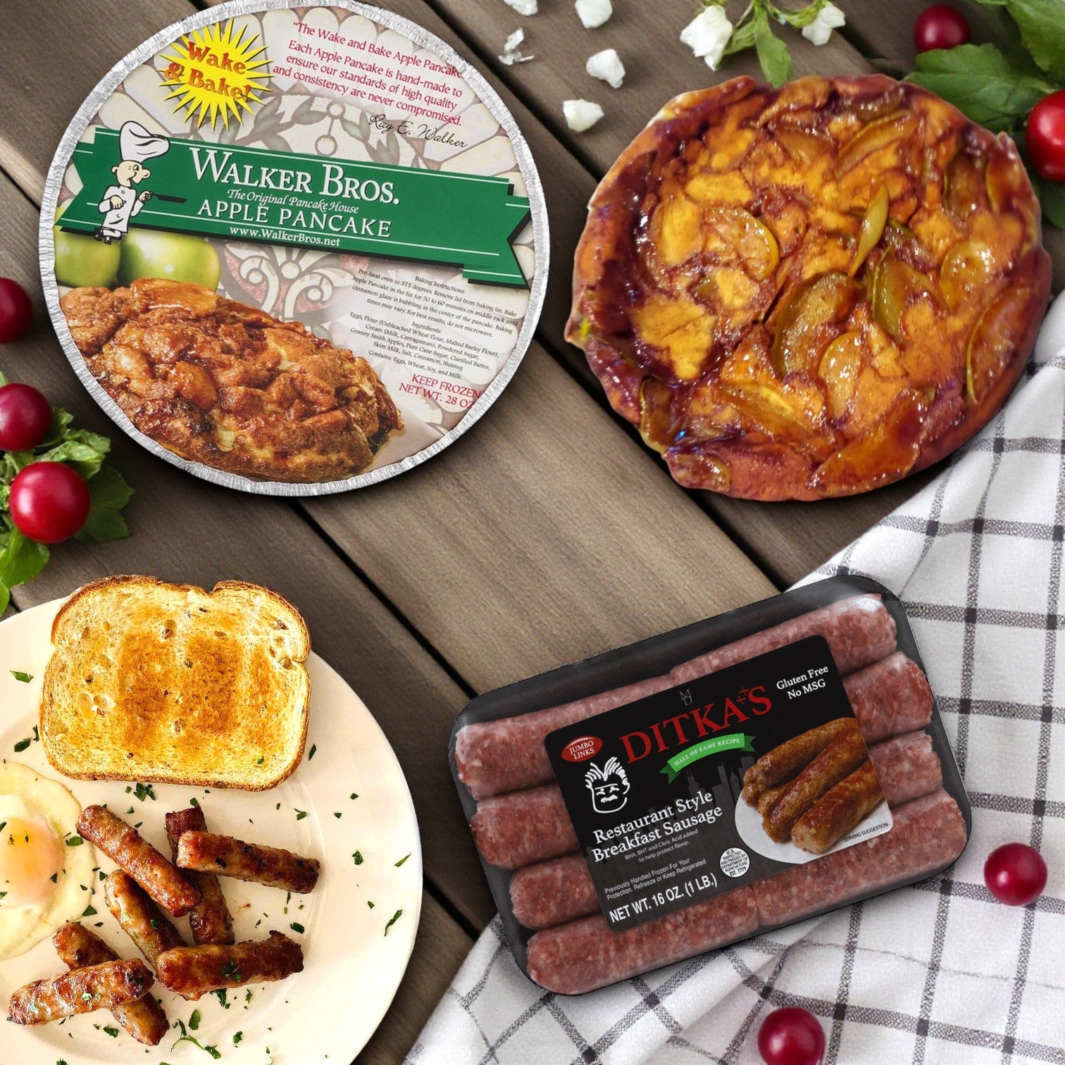 その他 DAC Breakfast Buddies Combo) Walker Brothers Apple Pancake & Ditka's Sausage Breakfast