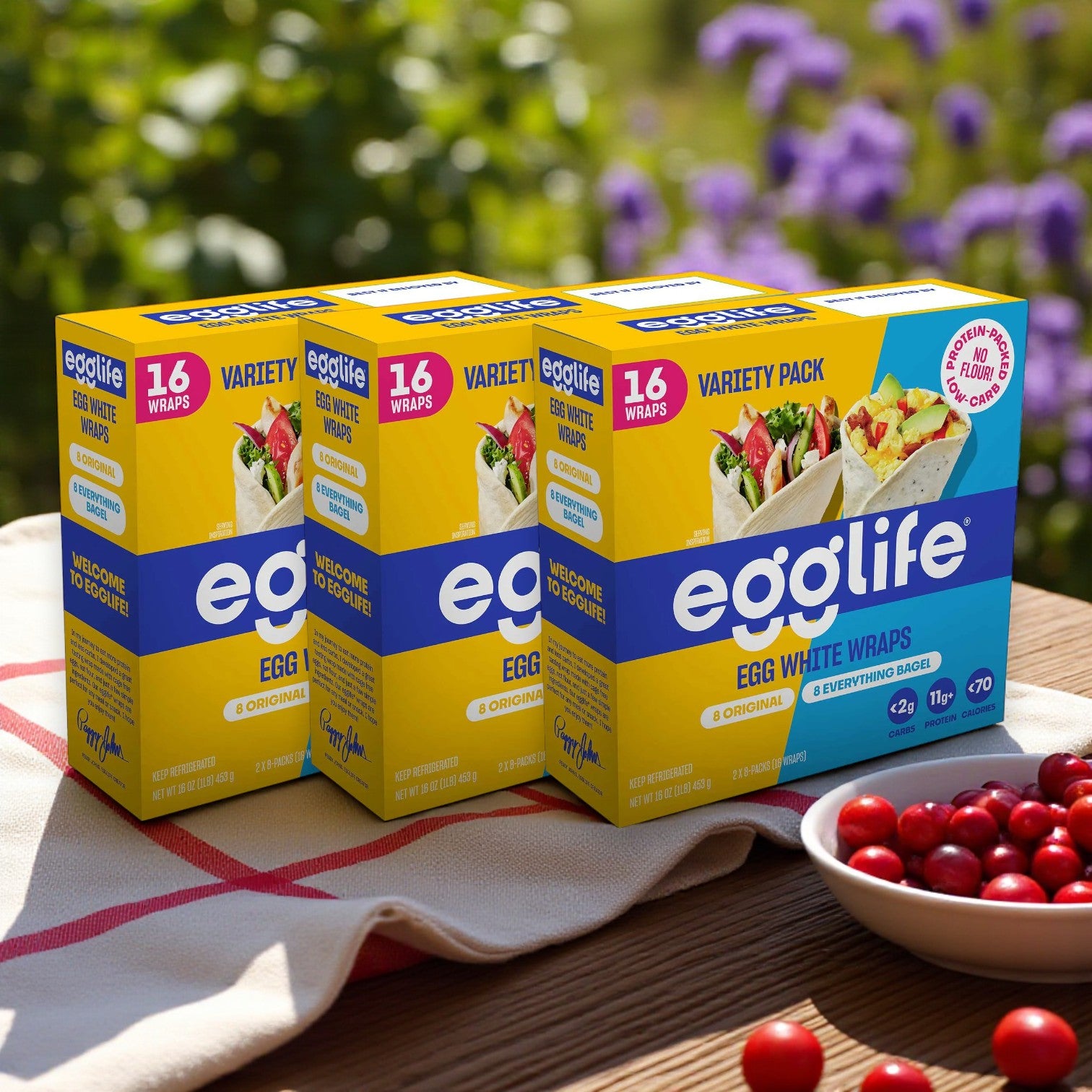 Egglife Egg White Wraps, Variety Pack – 1 oz Each, 16 Count (3 Packs)