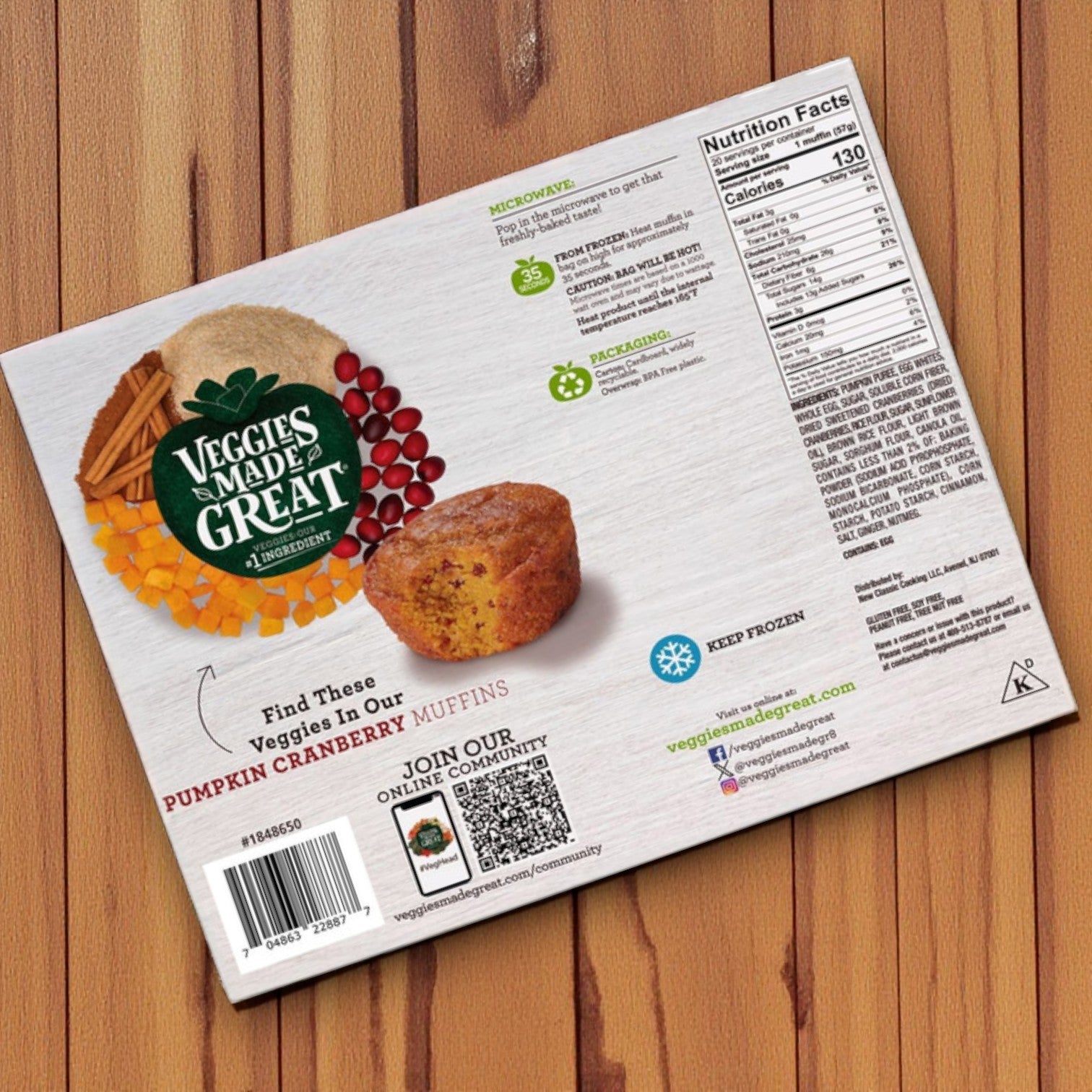 Garden Lites Breakfast Combo – Pumpkin Cranberry Muffins & Spinach & Egg White Frittatas