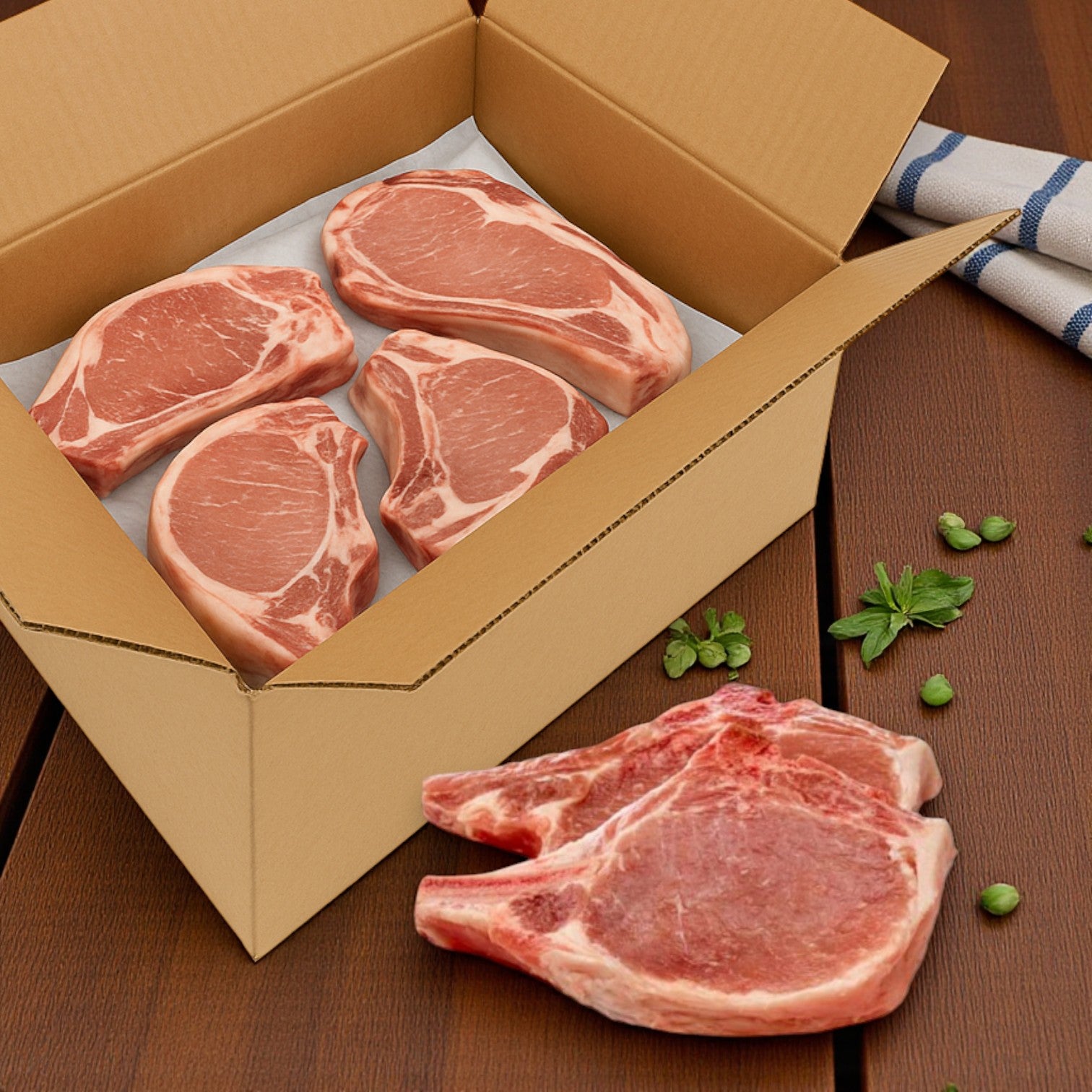 Stock Yards Pork Loin Chops, Bone-In, 1" Thick – Natural, Raised Without Antibiotics, 16/10 oz Packs