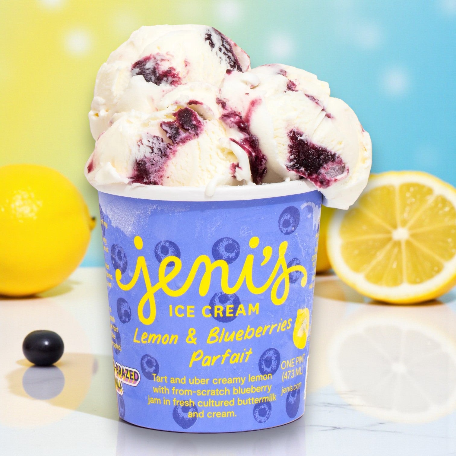 Jeni’s Lemon & Blueberries Parfait Ice Cream – 1 Pint