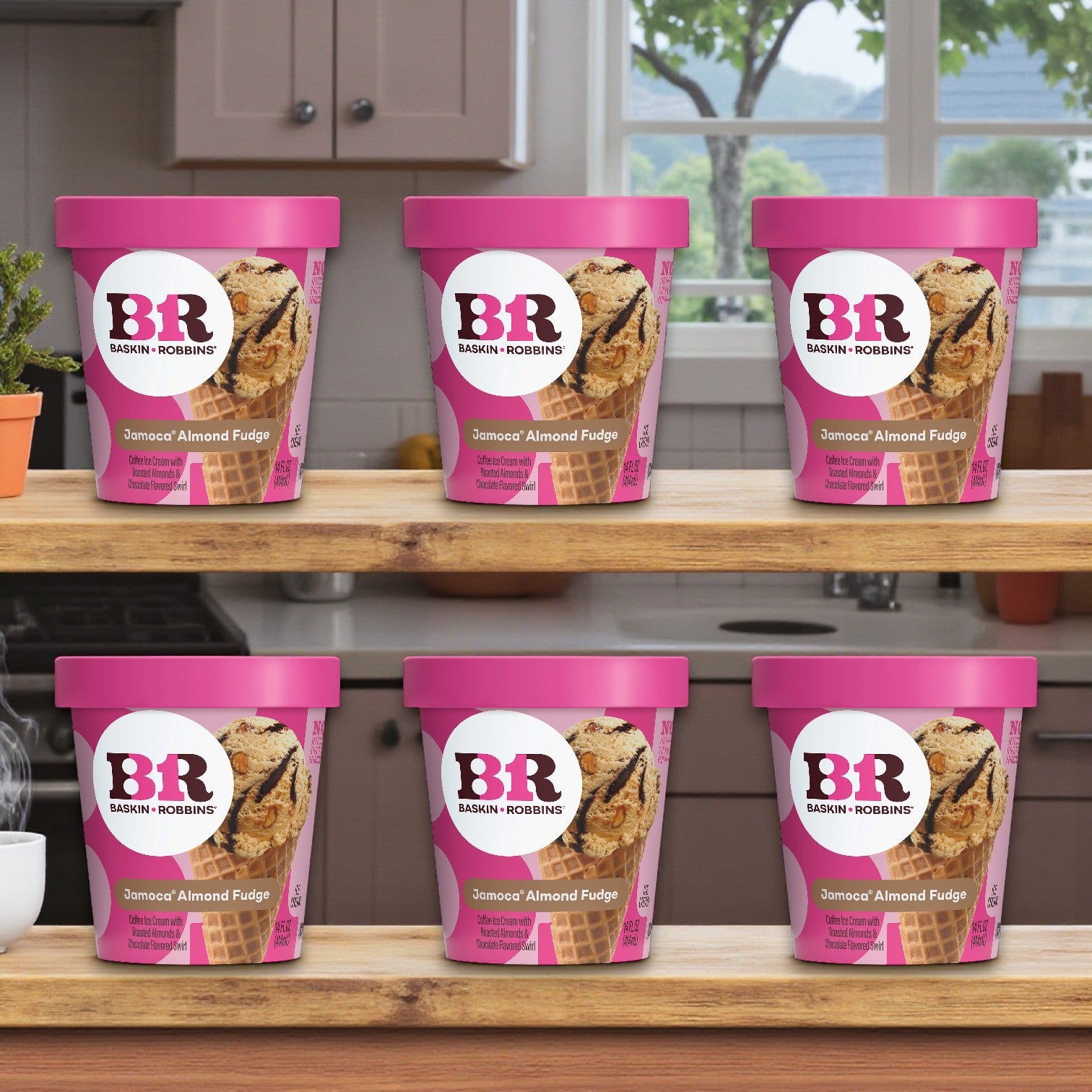 Baskin Robbins Ice Cream Jamoca Almond Fudge - 6 Containers - 14 oz each