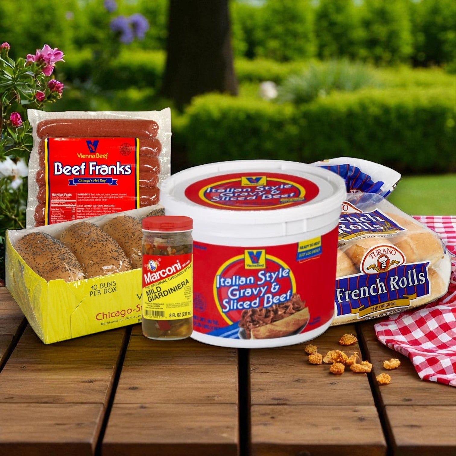 Vienna Italian Beef and Hot Dog Meal Kit! 16 Italian Beef, 16 Hot Dogs & Rolls