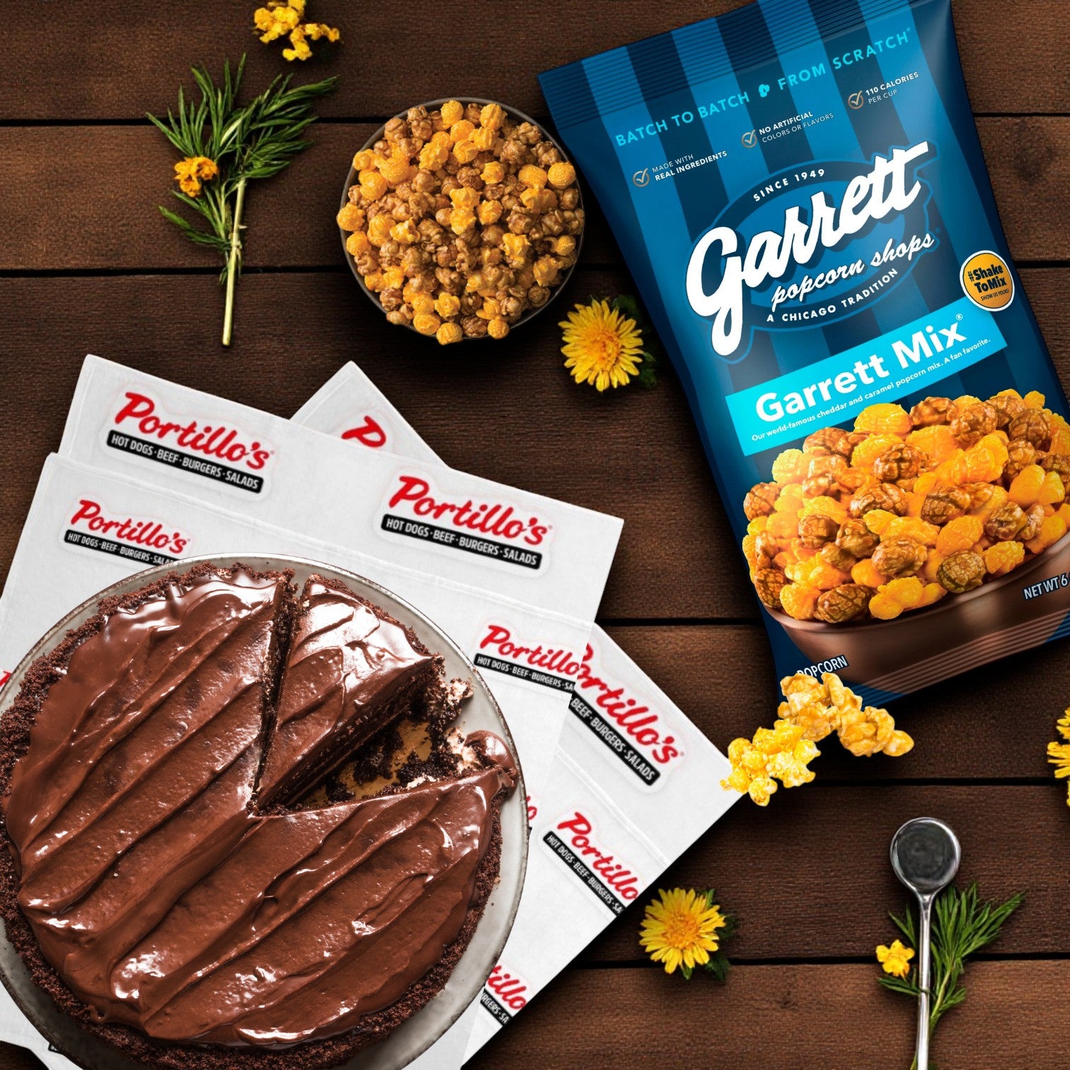Portillo's Famous Chocolate Cake & Garrett Popcorn Garrett Mix Combo – Sweet Chicago Treats!