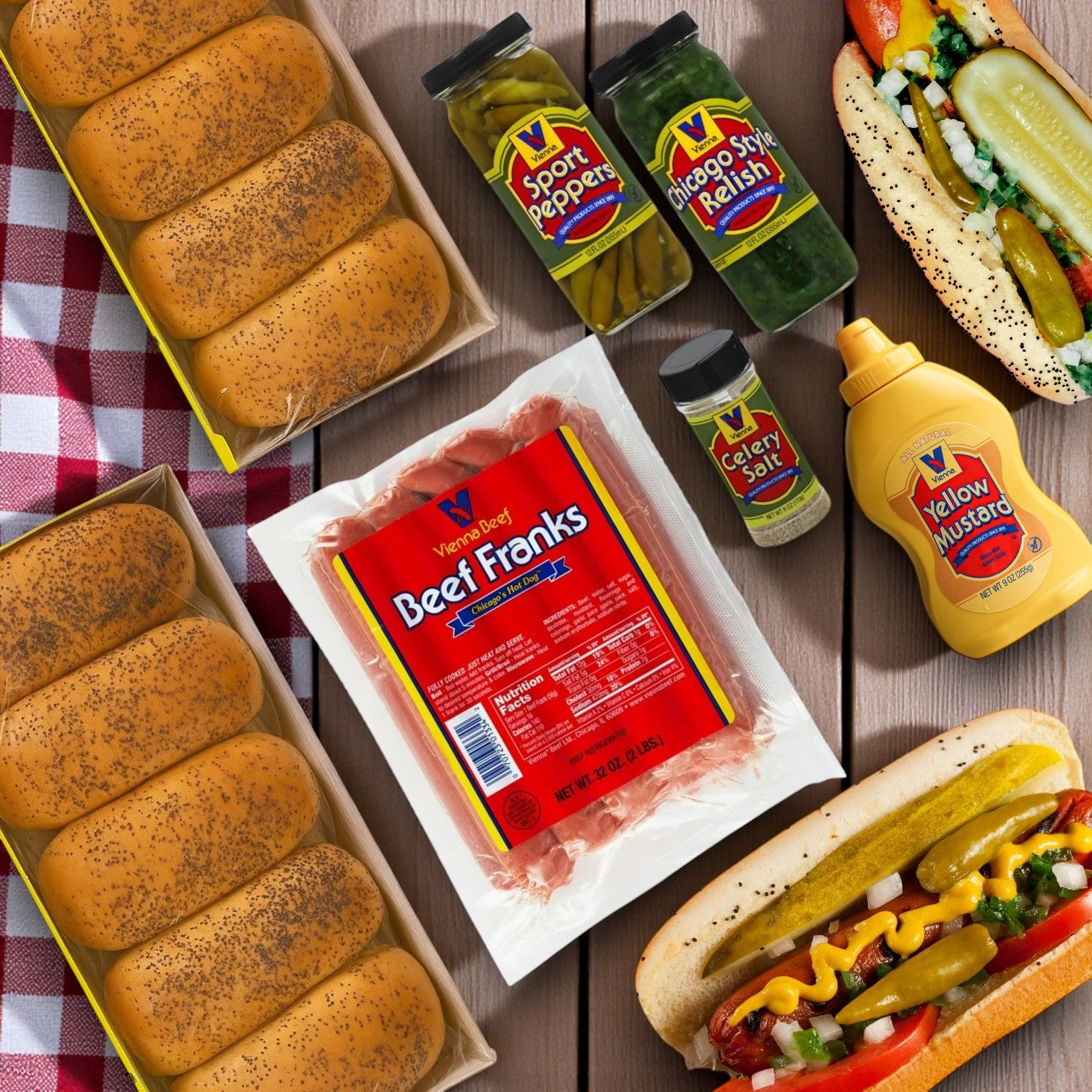 Vienna Beef Chicago-Style Hot Dog Combo Pack – Serves 16