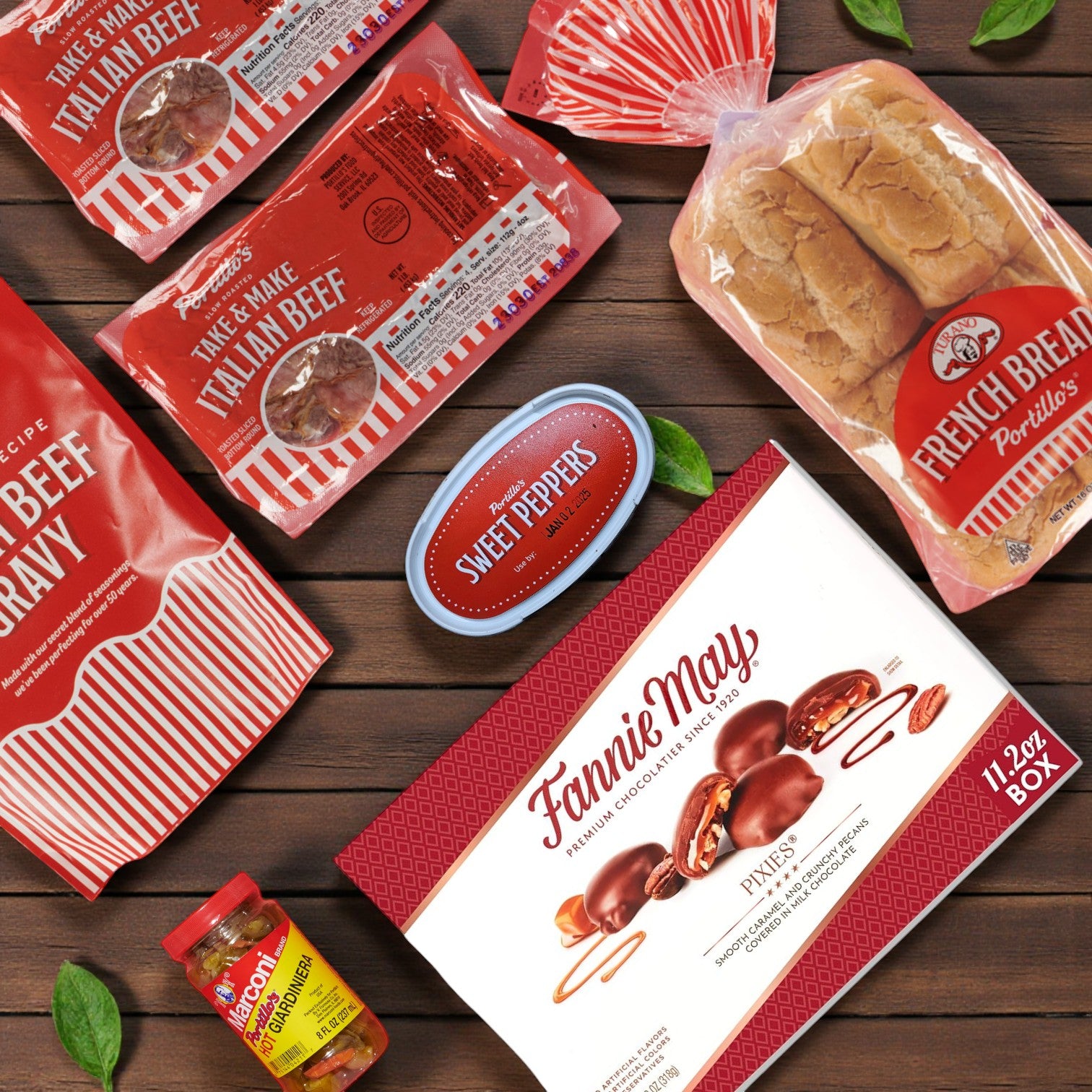 Fannie May Pixies Chocolates & Portillo’s Famous Italian Beef Kit