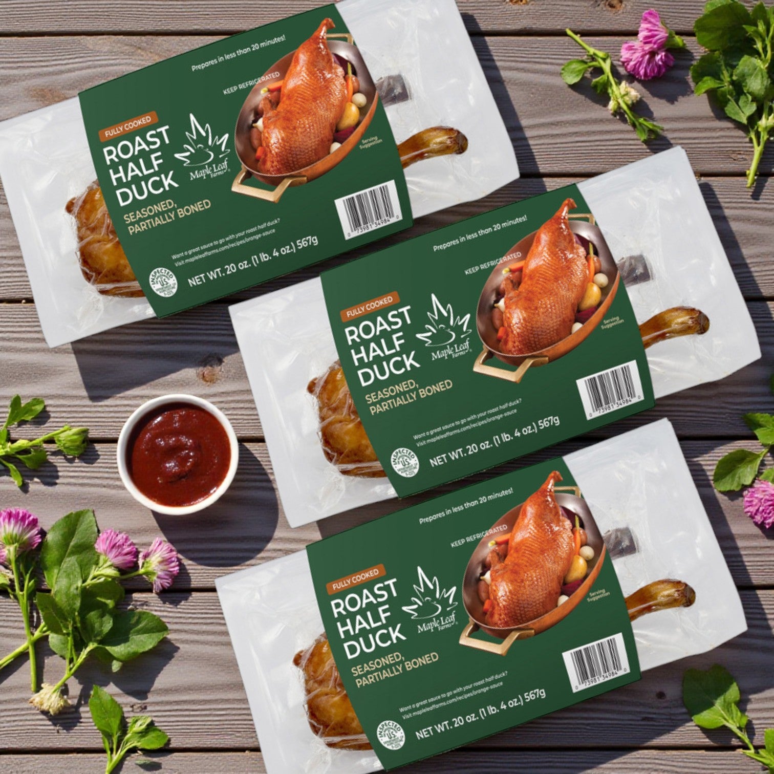 Maple Leaf Farms Half Roast Duck – 10 oz, 2 Count (3 Pack)