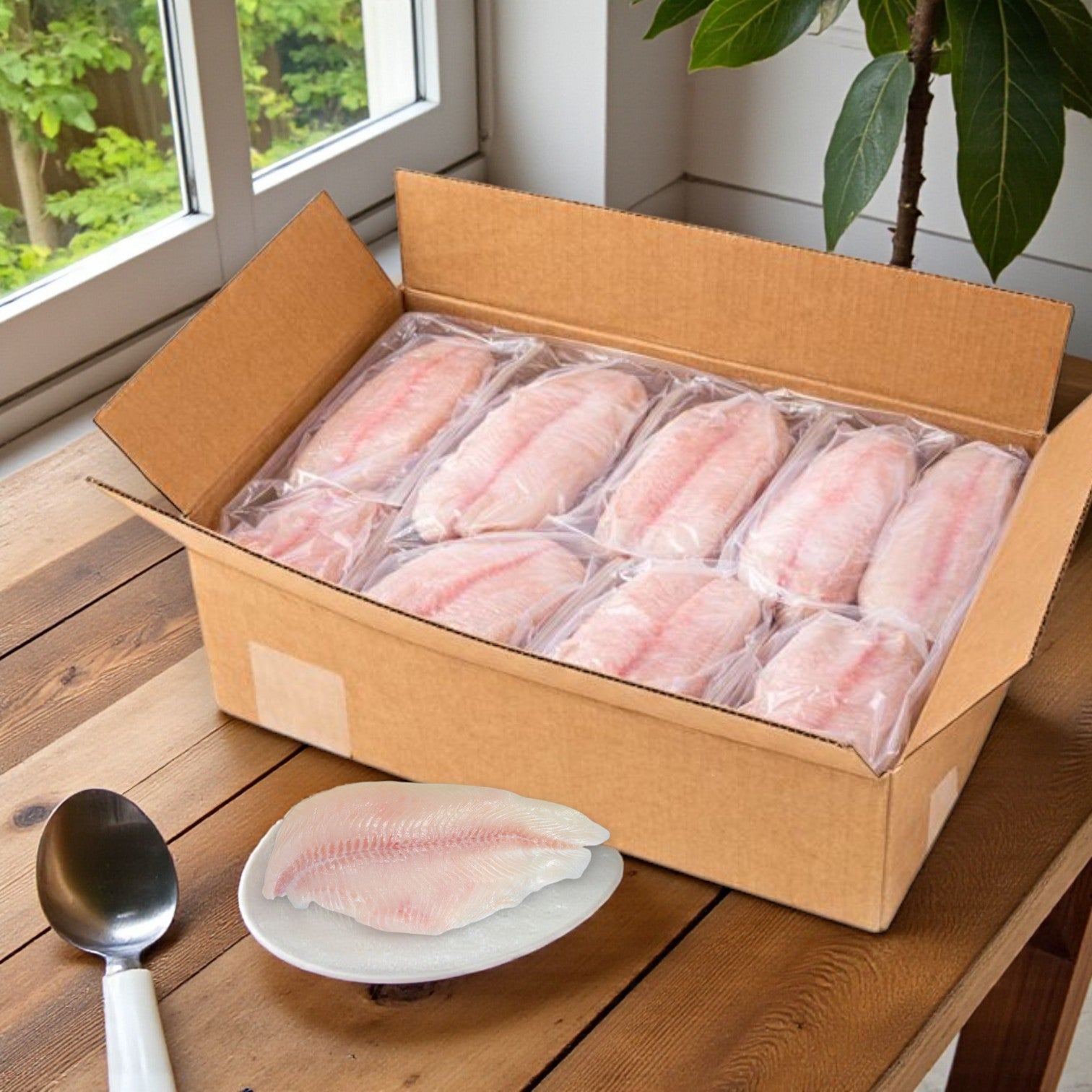 Frozen Catfish Fillets – 5–7 oz, Skinless & Boneless, IQF, Farm-Raised, 15 lb Box