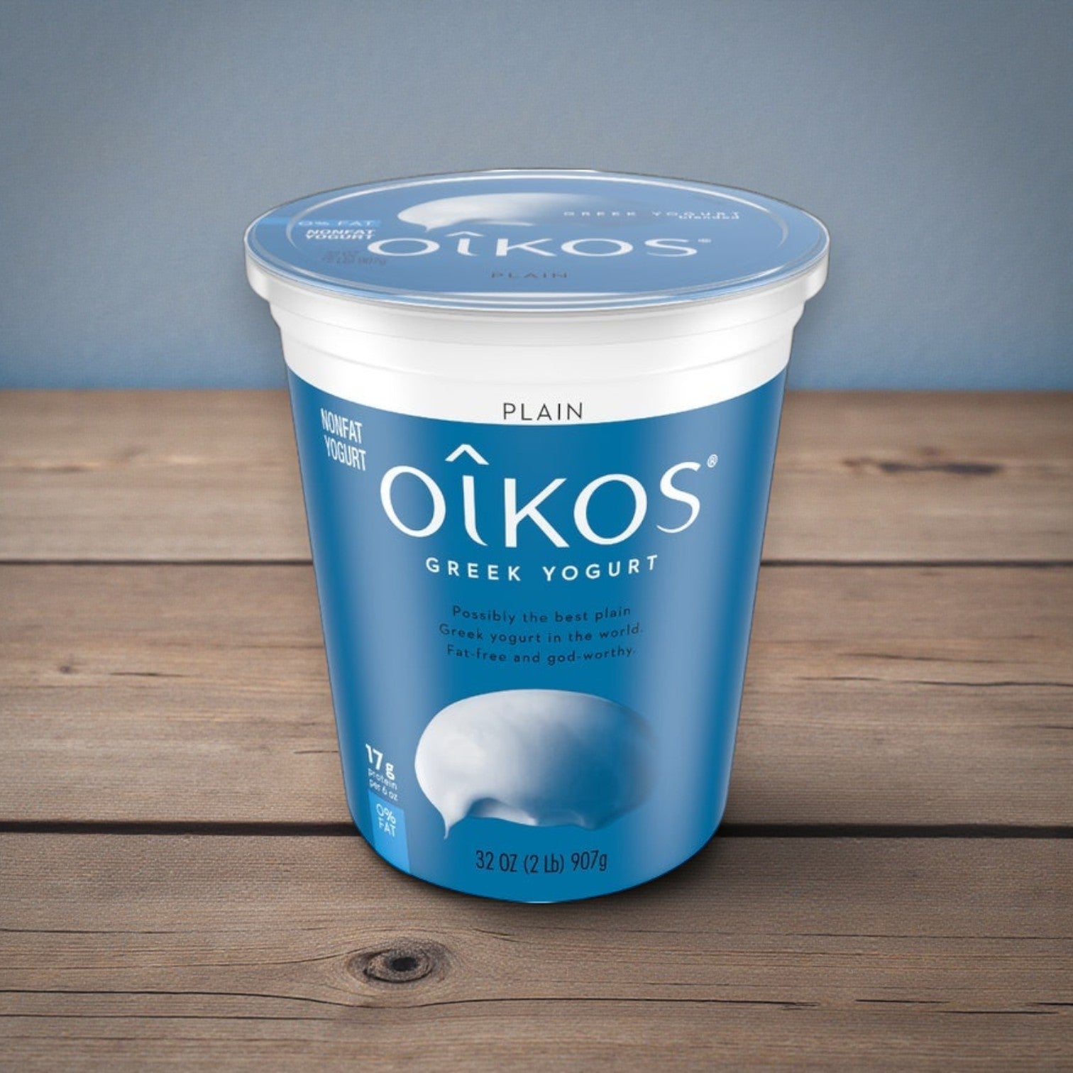 Oikos Greek Yogurt — Plain Non-Fat (6 × 32 oz)