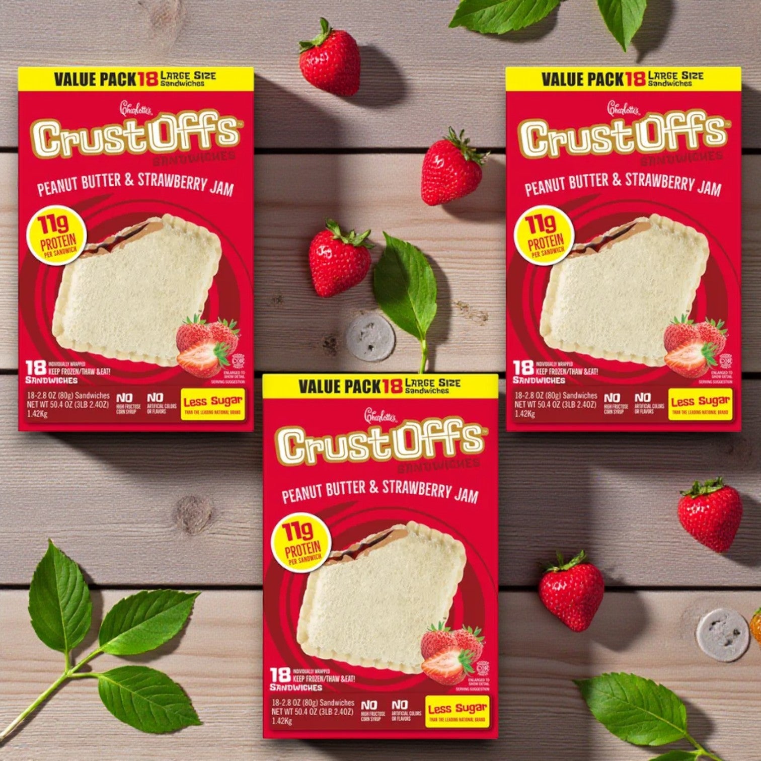 Charlotte’s Crust Offs Sandwiches – Peanut Butter & Strawberry Jam, 2.2 oz (3 Boxes)