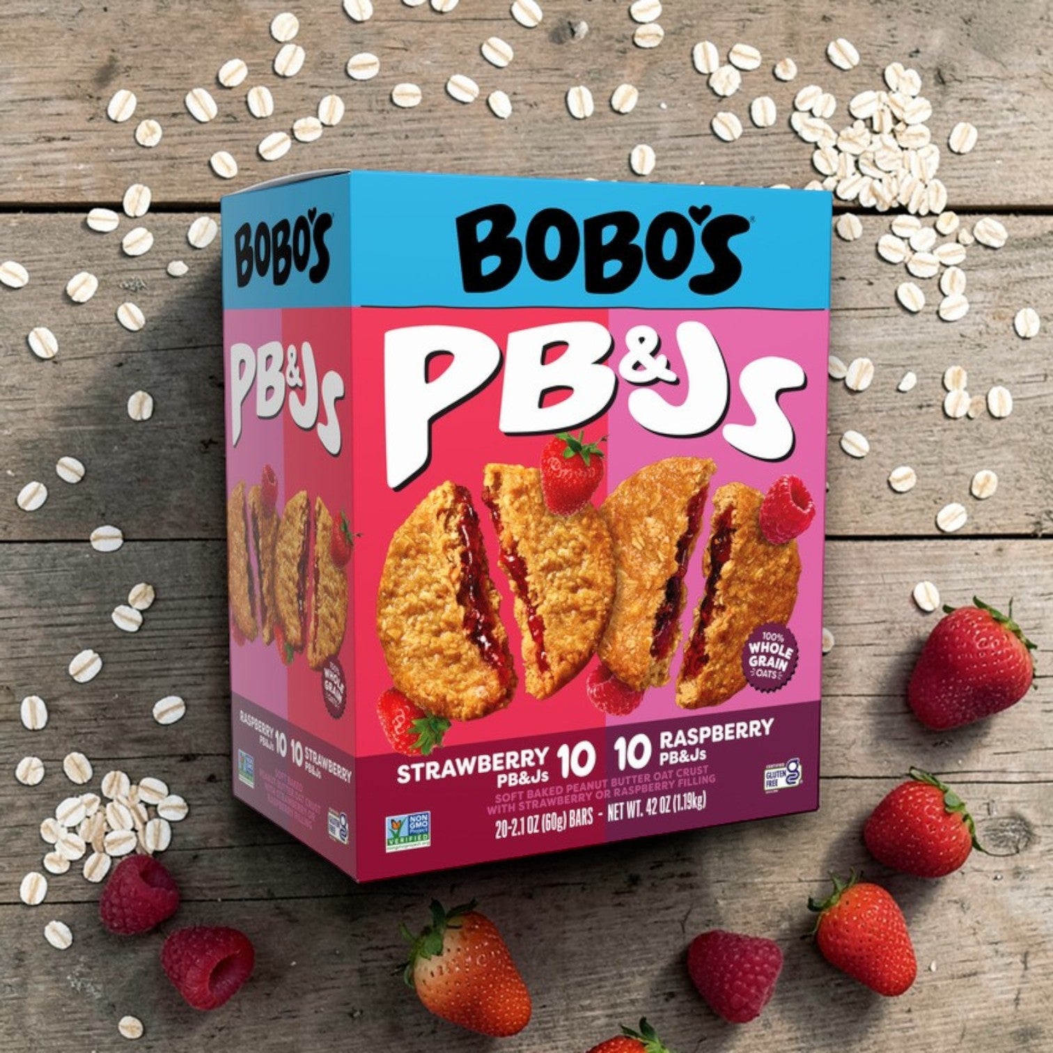 Bobo’s PB&J Oat Bars Variety Pack – Soft-Baked & On-the-Go (20 Count, 2.1 oz Each)