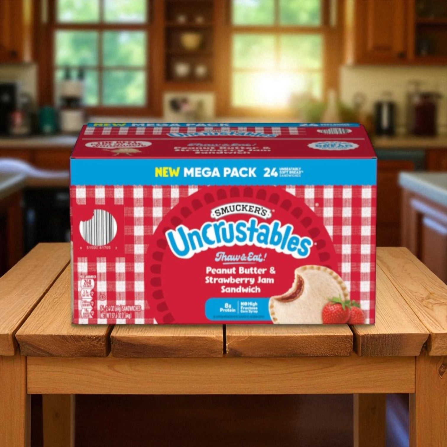 Smucker's Uncrustables Peanut Butter and Strawberry Jam Sandwiches, Frozen, 2.4 oz., 24 ct.