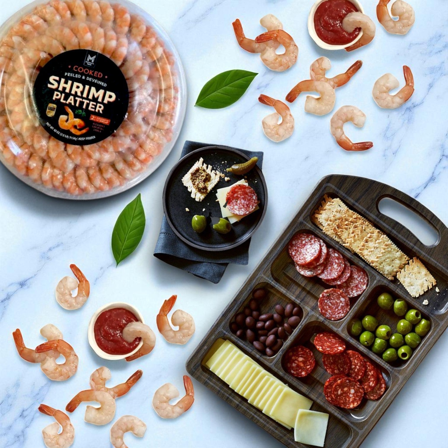 Columbus Charcuterie Tasting Board & Member's Mark Shrimp Platter with Cocktail Sauce- Perfect For Parties!!.