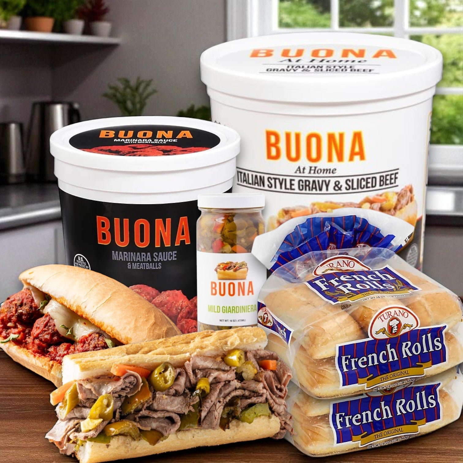 Buona Italian Beef and Meatballs Meal Kit! Serves 12-14!