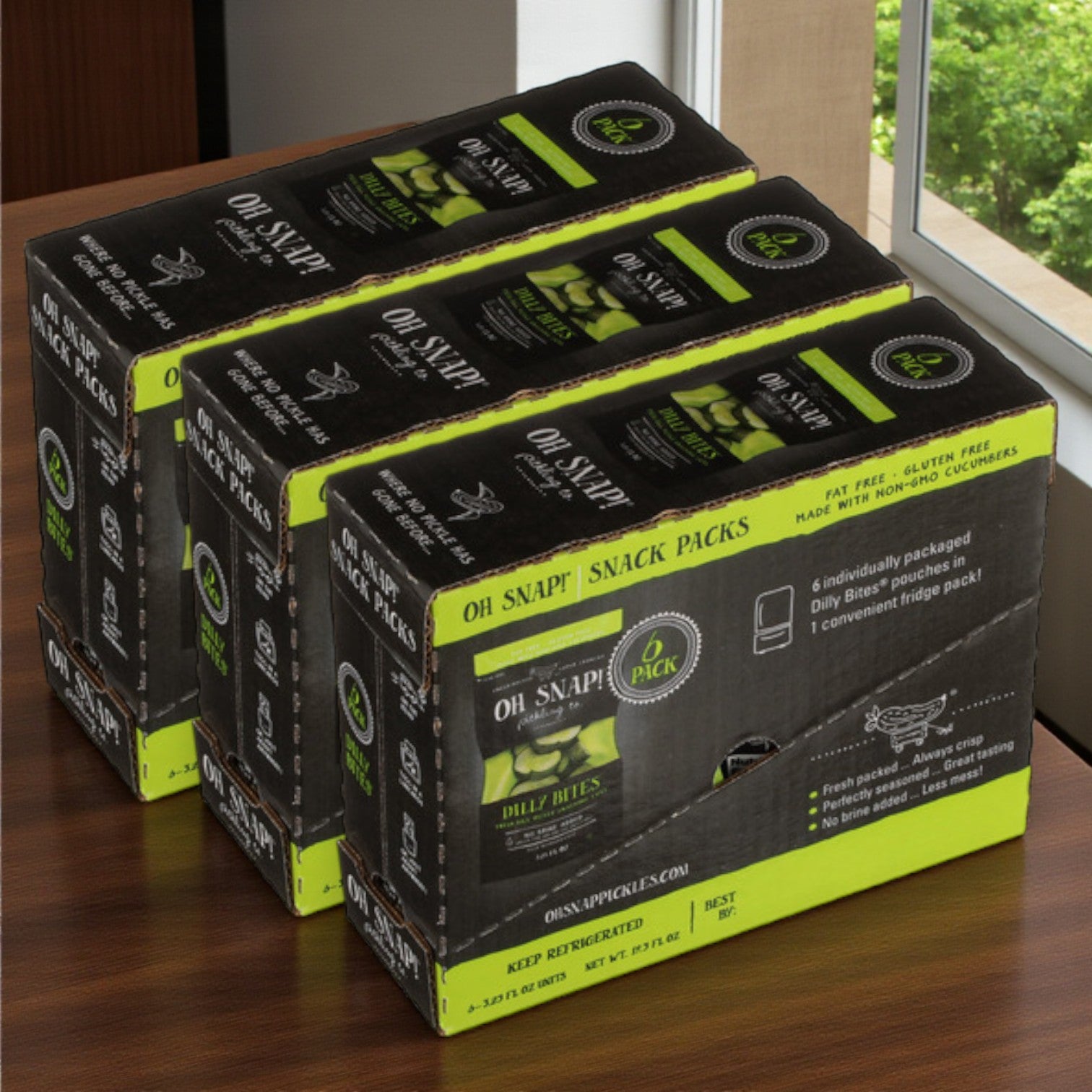OH SNAP! Dilly Bites Box – 3 Boxes, 6 Packs Each (3.25 oz per Pack)