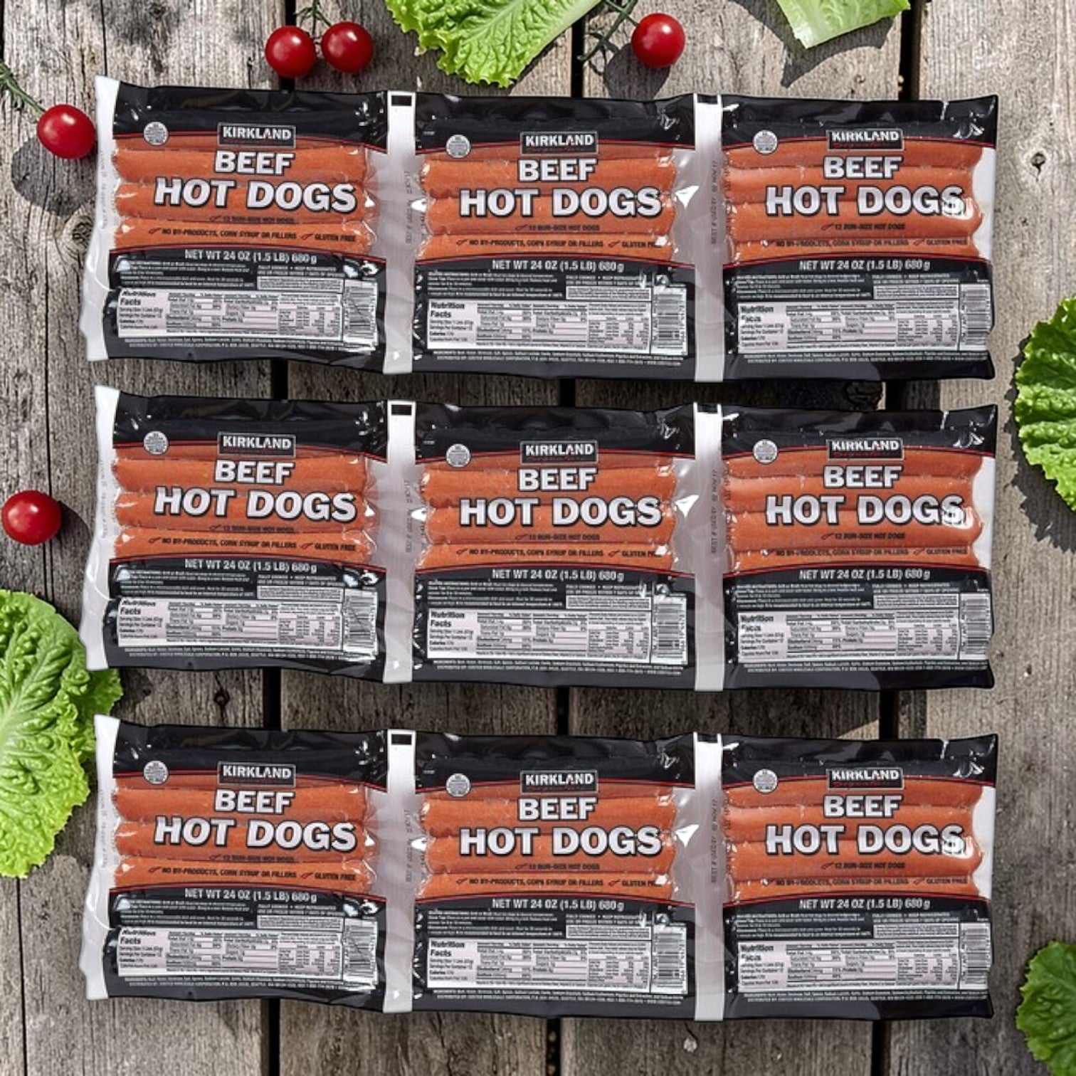 Kirkland Signature Beef Hot Dogs – 3-Pack Case (36 Total Links, 4.5 lb