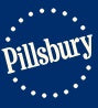 Blue Pillsbury logo featuring the brand name "Pillsbury" in white text inside a dotted white circle.