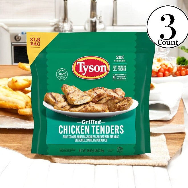 Tyson Grilled Chicken Tenders, Frozen, 3 pound bags, 3 Bags- 9 Total Pounds