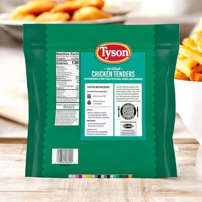 Tyson Grilled Chicken Tenders, Frozen, 3 pounds, 1 Case