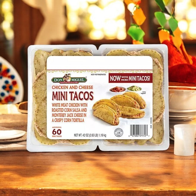 Don Miguel Chicken and Cheese Mini Tacos, 60 count, 1 Case