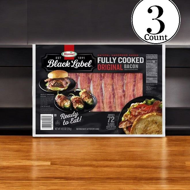 Hormel Black Label Fully Cooked Bacon 10.5 oz., 72 ct, 3 Packages