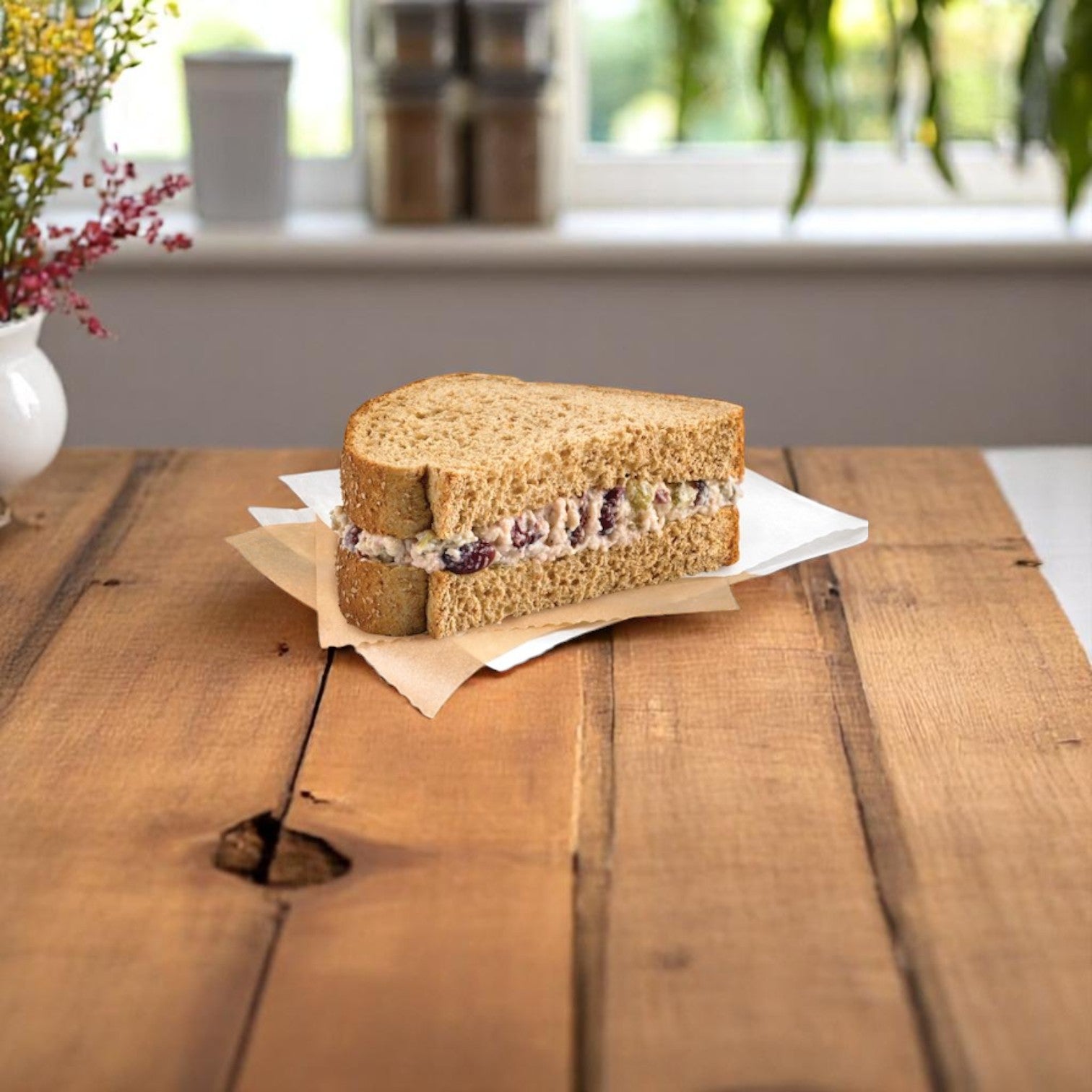 Market Sandwich – Cranberry Almond Chicken Salad on Stone Ground Wheat