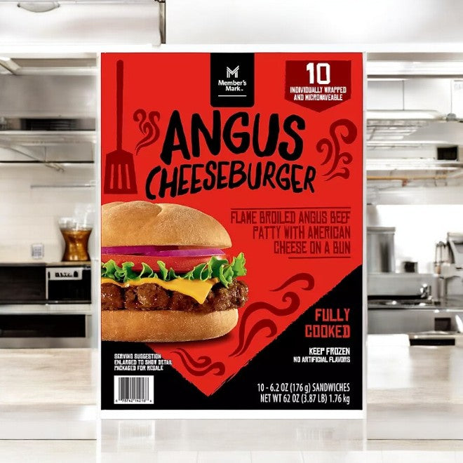 Member's Mark Angus Beef Cheeseburger, Frozen, 10 ct-1 Case