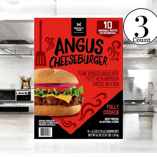 Member's Mark Angus Beef Cheeseburger, Frozen, 10 ct- 3 Cases