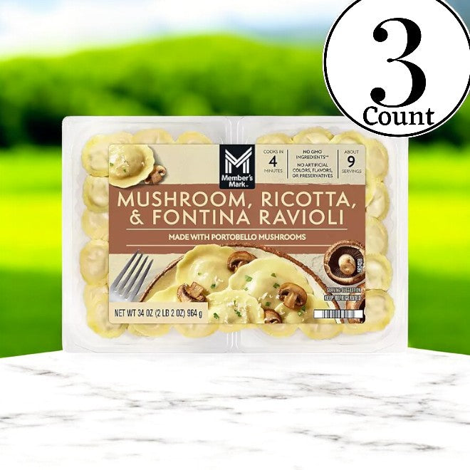 Member's Mark Mushroom, Ricotta, and Fontina Ravioli, 19 oz, 2 pk- 3 Cases