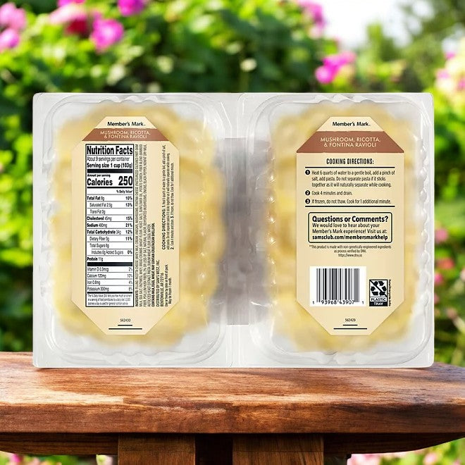 Member's Mark Mushroom, Ricotta, and Fontina Ravioli, 19 oz, 2 pk- 3 Cases