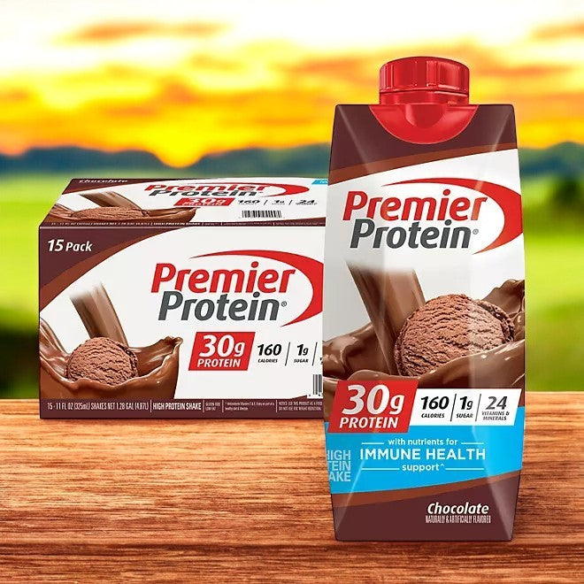 Premier Protein 30g High Protein Shake, Chocolate, 11 fl. oz., 15 pk,- 1 Case