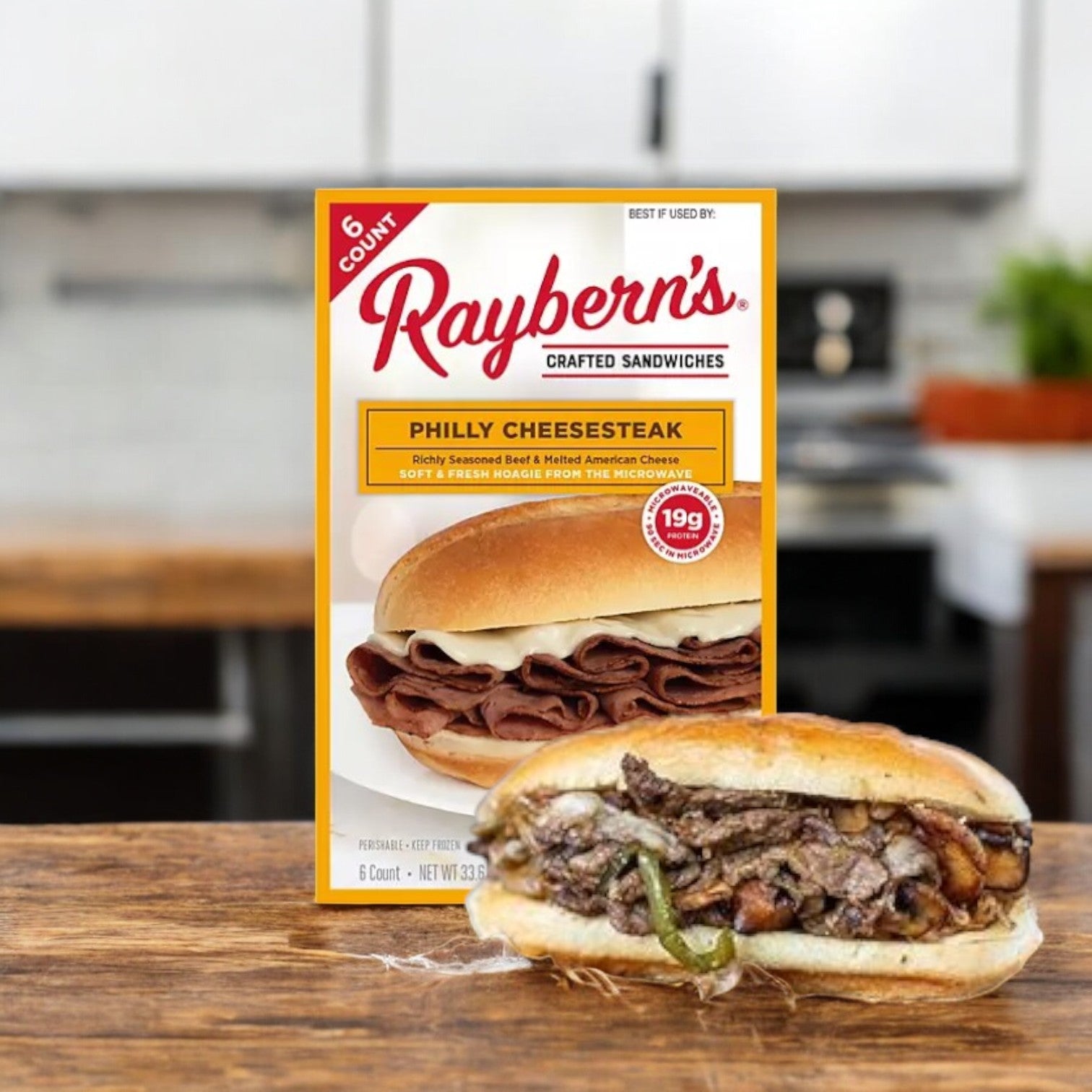 Raybern's Philly Cheesesteak Crafted Sandwiches- Frozen- 6 count- 3 Packs