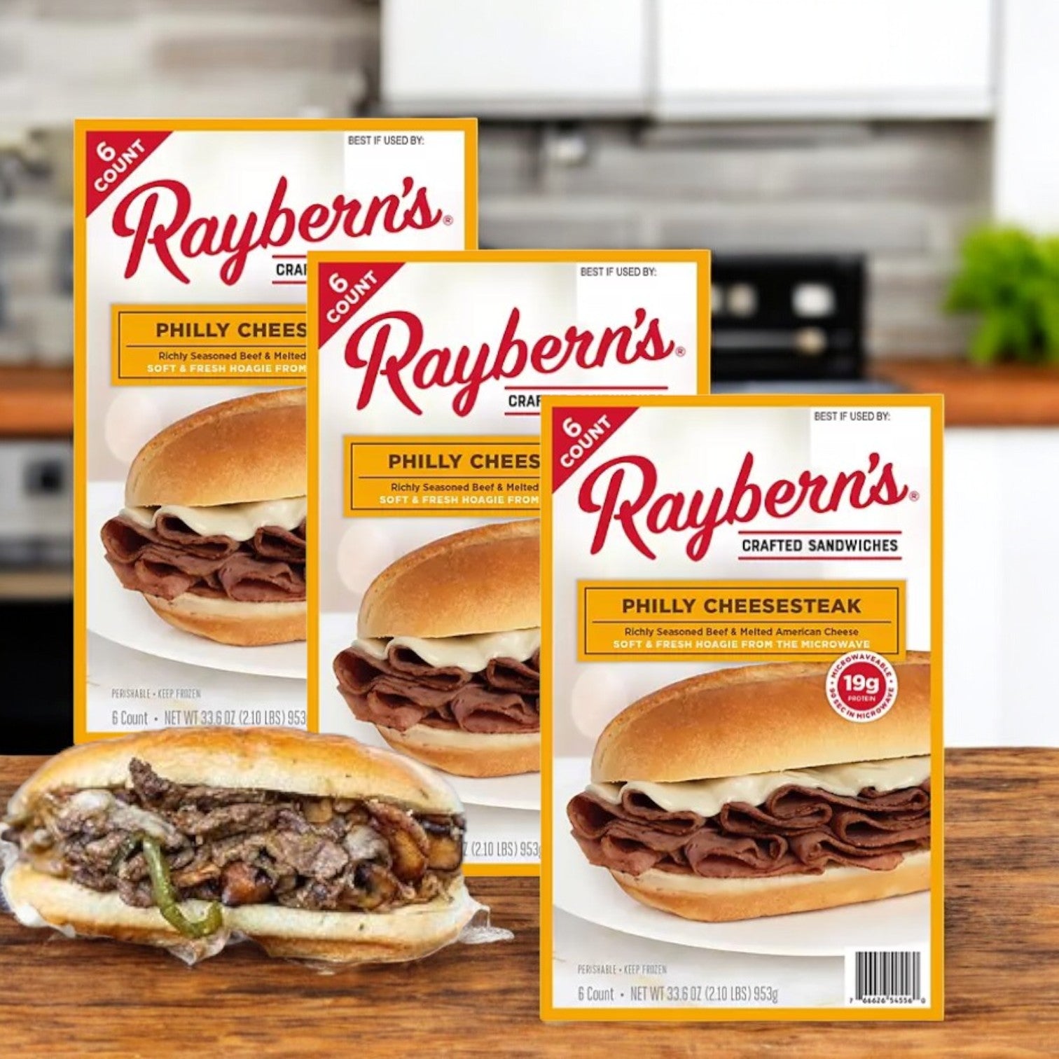 Raybern's Philly Cheesesteak Crafted Sandwiches- Frozen- 6 count- 3 Packs