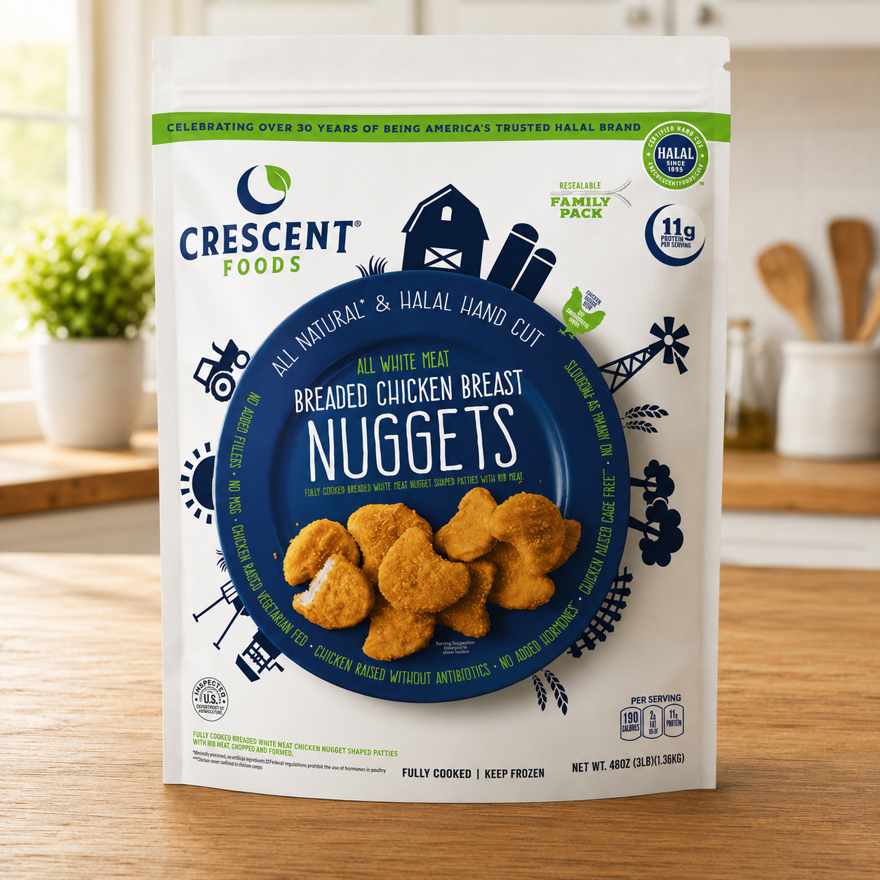 Crescent Foods Halal Chicken Breast Nuggets – 3 lbs