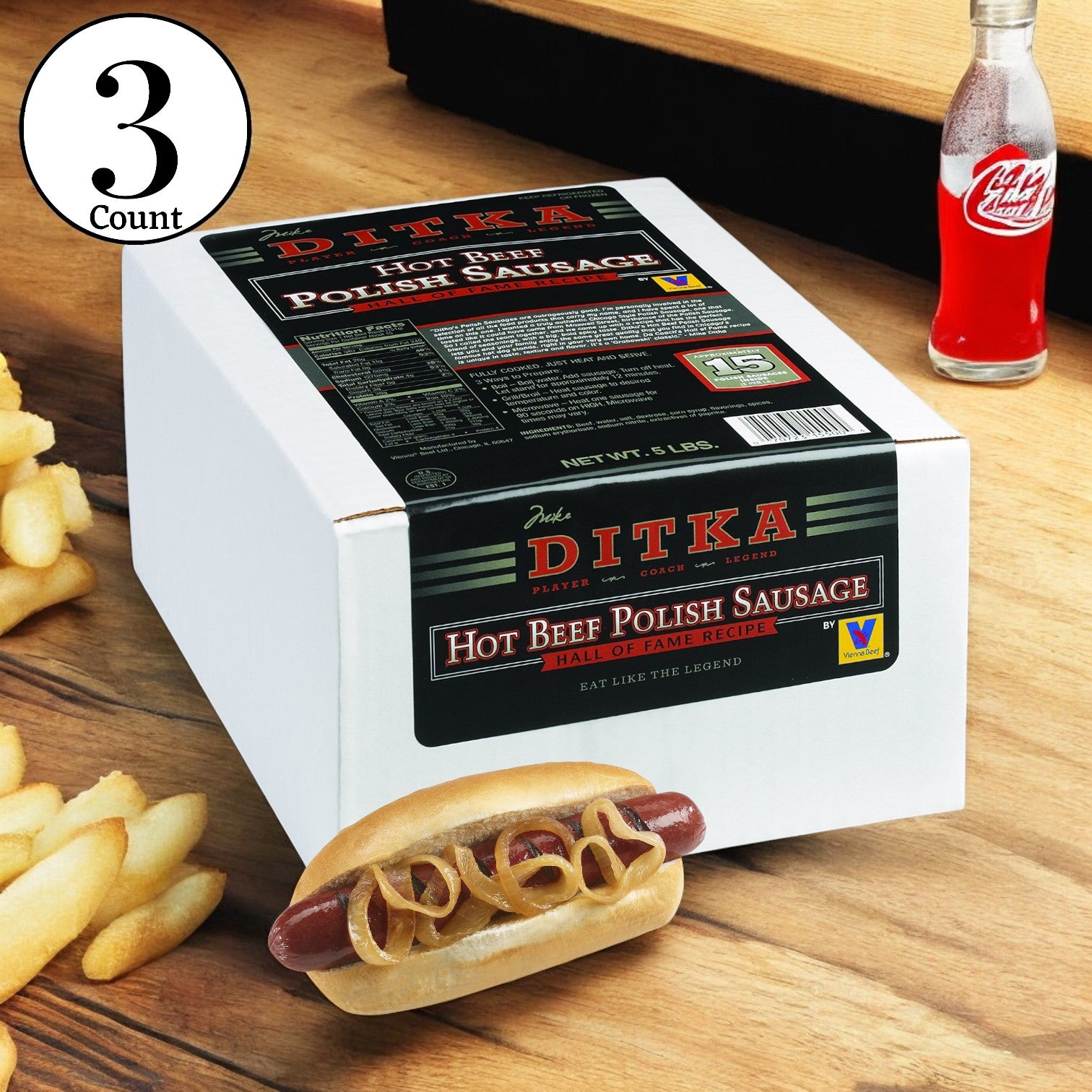 Ditka Hot Beef Polish Sausage- 3 Boxes