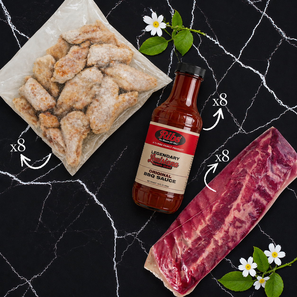 TJ Ribs - Ribs & Wings Dinner (Serves 8)