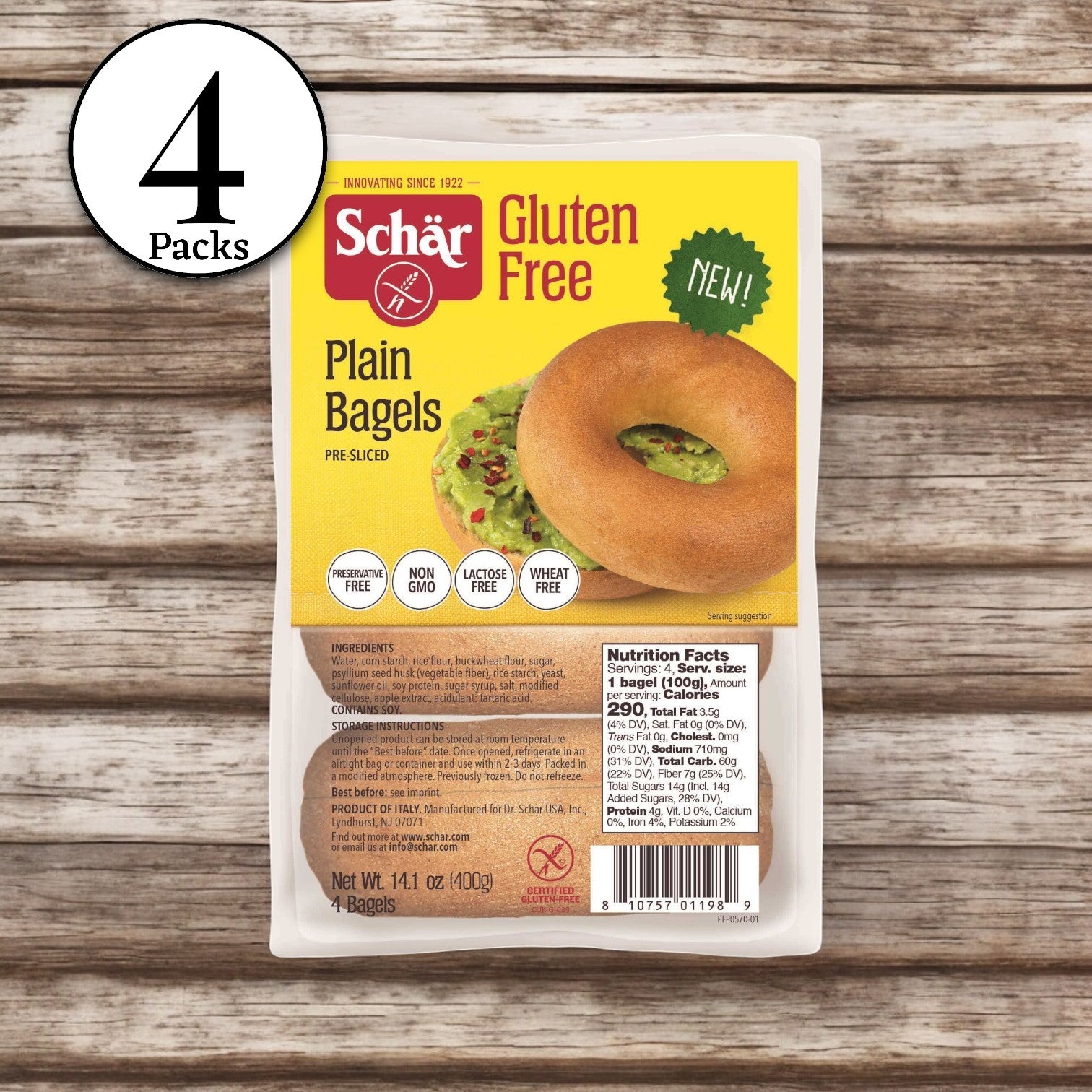 Schar Gluten Free Plain Bagel, 14.1 oz. - 4 Per Case