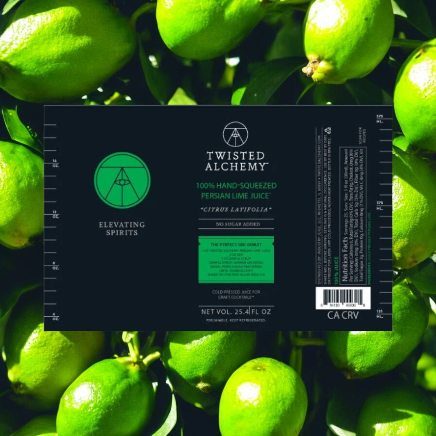Twisted Alchemy, 6 Bottles, 100% Hand-Squeezed Persian Lime Juice Fresh Cold Pressed