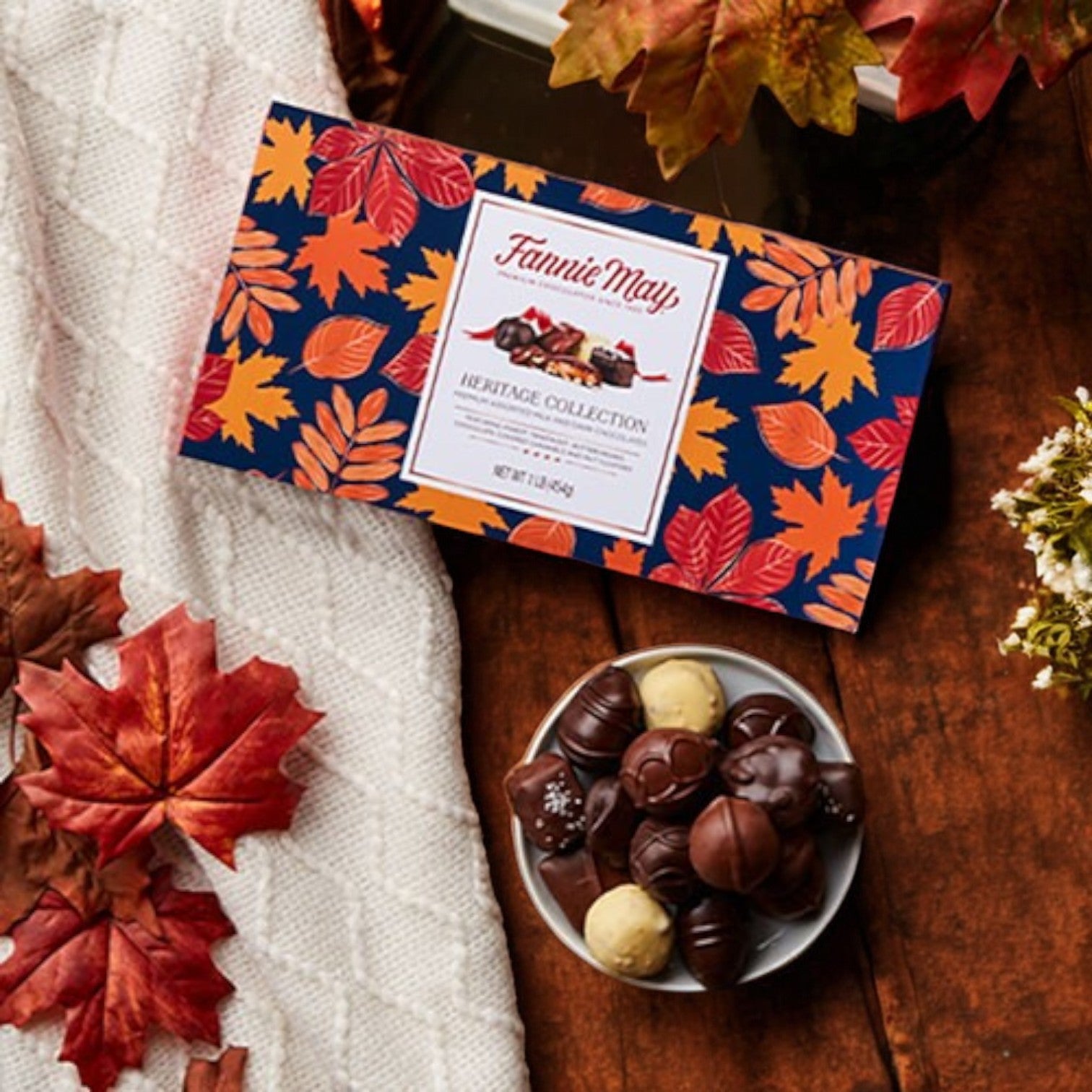 Fannie May, 1lb Heritage Collection Autumn Leaves Wrap