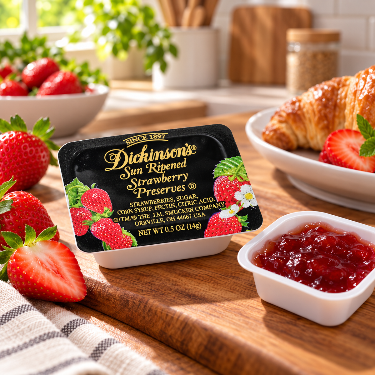 Dickinson Strawberry Preserves – 1 case (200 × 0.5 oz Portion Cups)