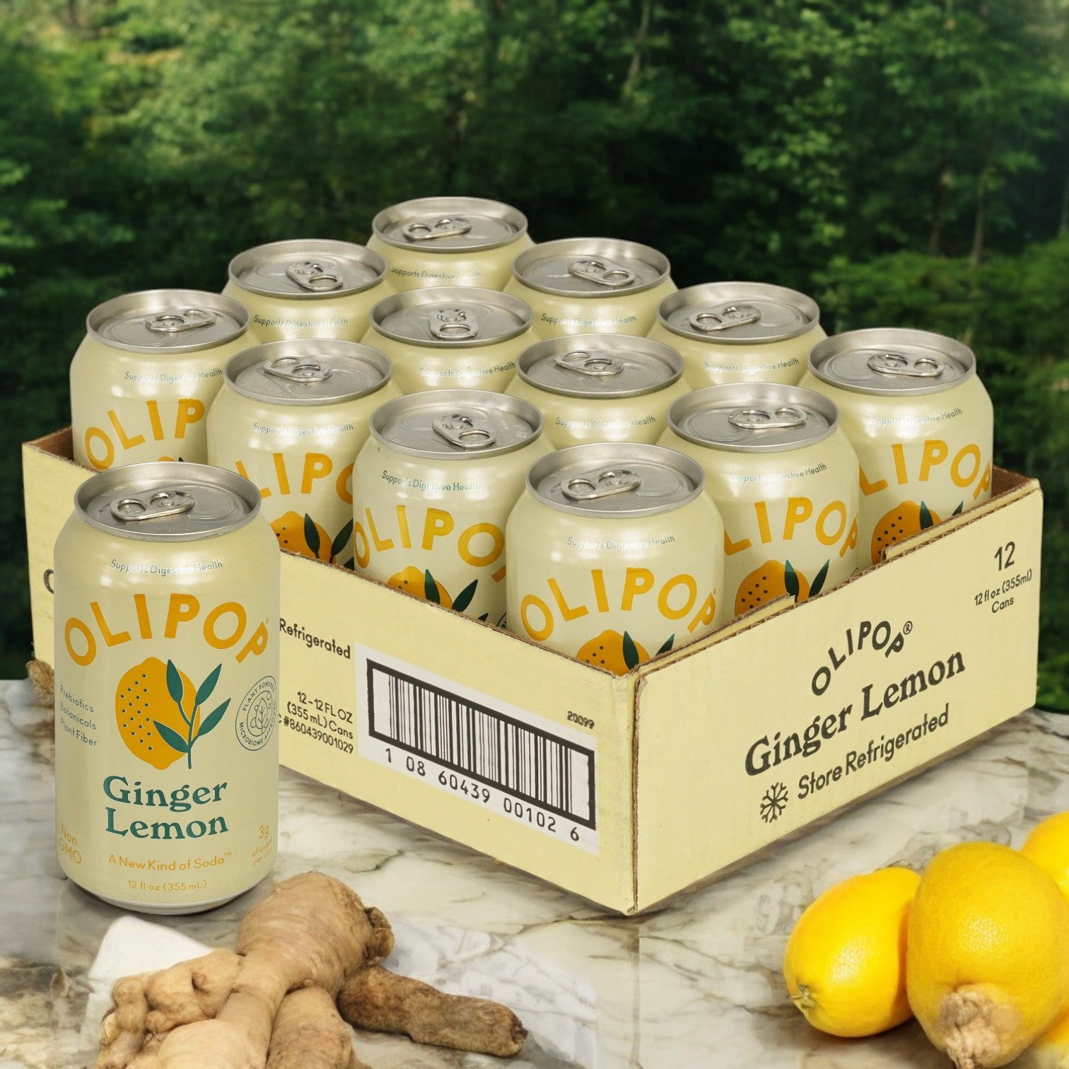 Olipop Soda Tonic Ginger Lemon 12/12 oz.