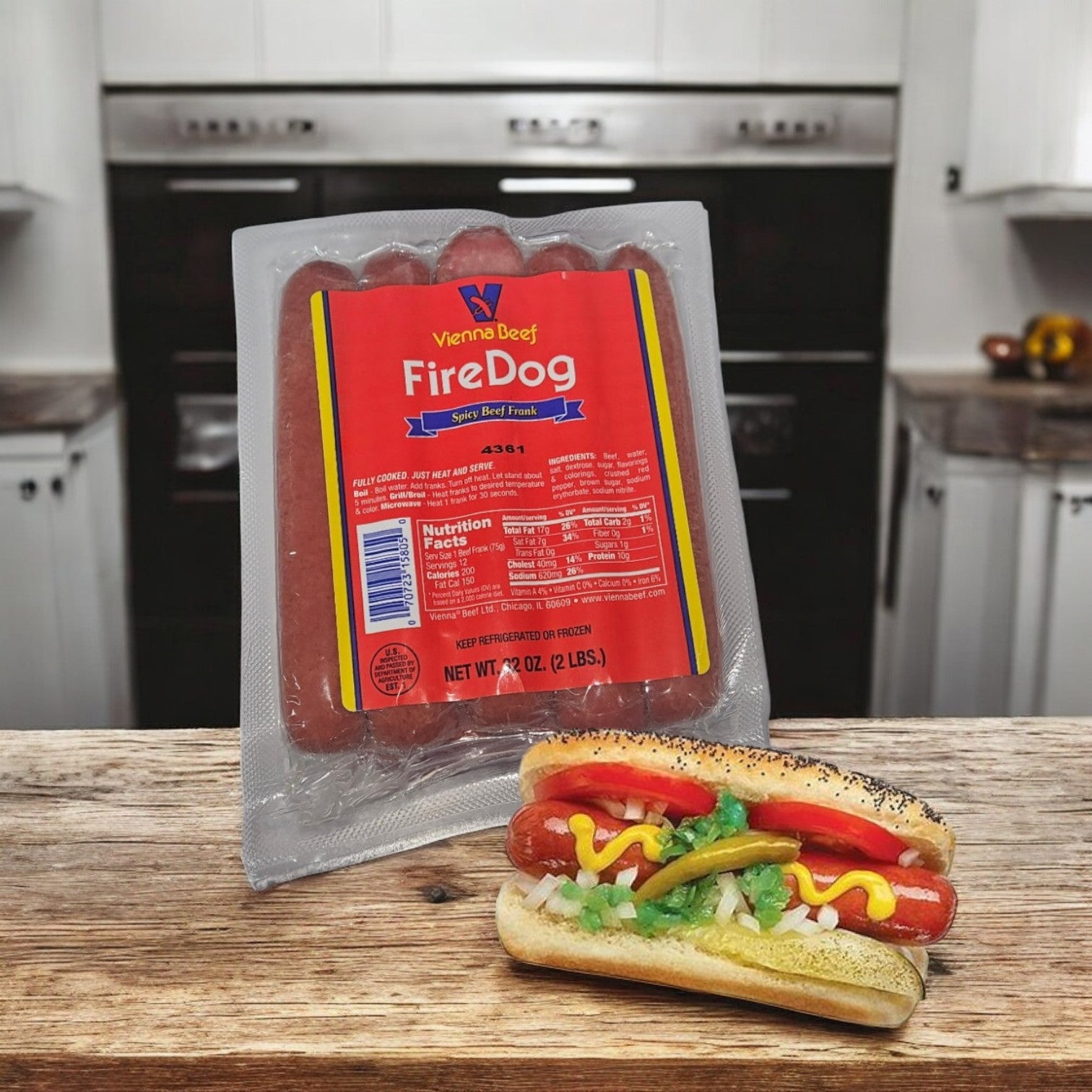 Vienna Beef Fire Spicy Jumbo Franks- 1 Count (12 Franks Per Pack)