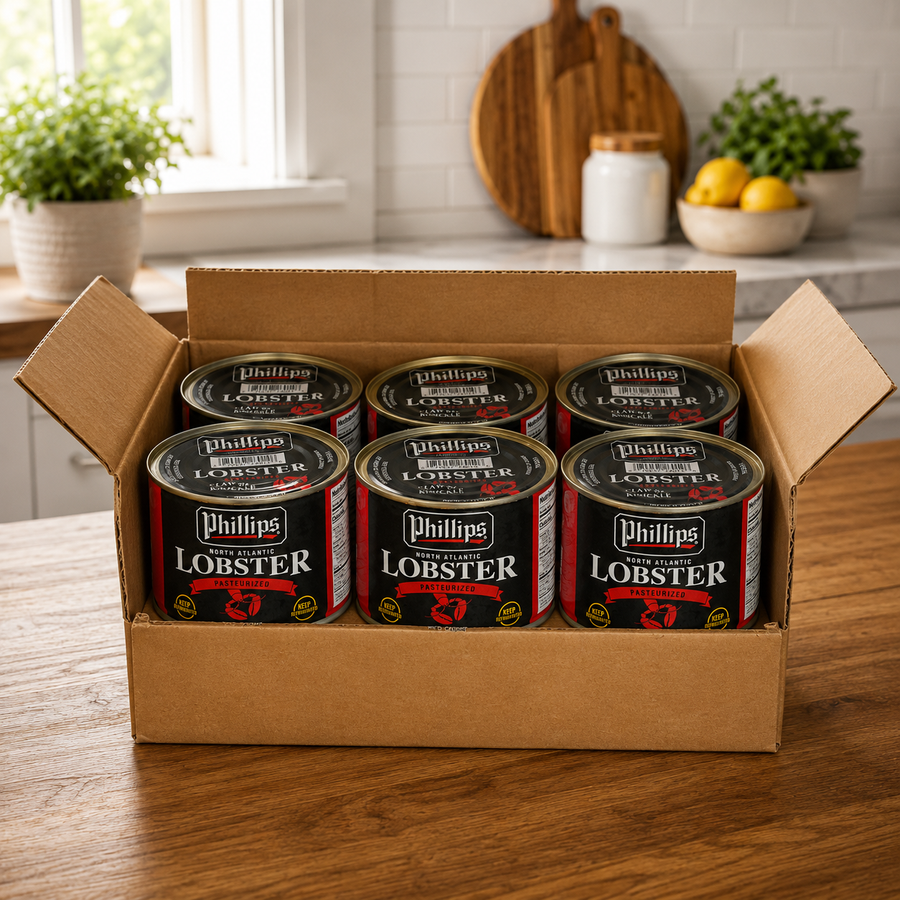 Phillips Pasteurized Lobster Meat – 1 lb (16 oz) Can, 6 Cans per Case