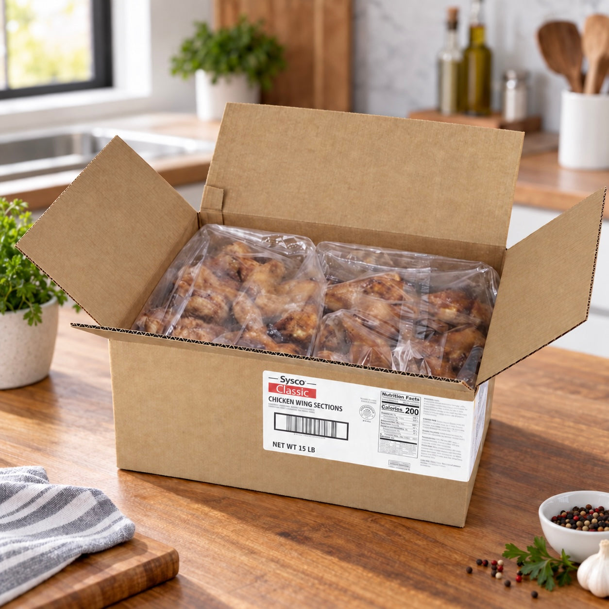 Roasted Pre-Cooked Chicken Wings – Medium, 3-Pack (5 lb Each, 15 lb Total)