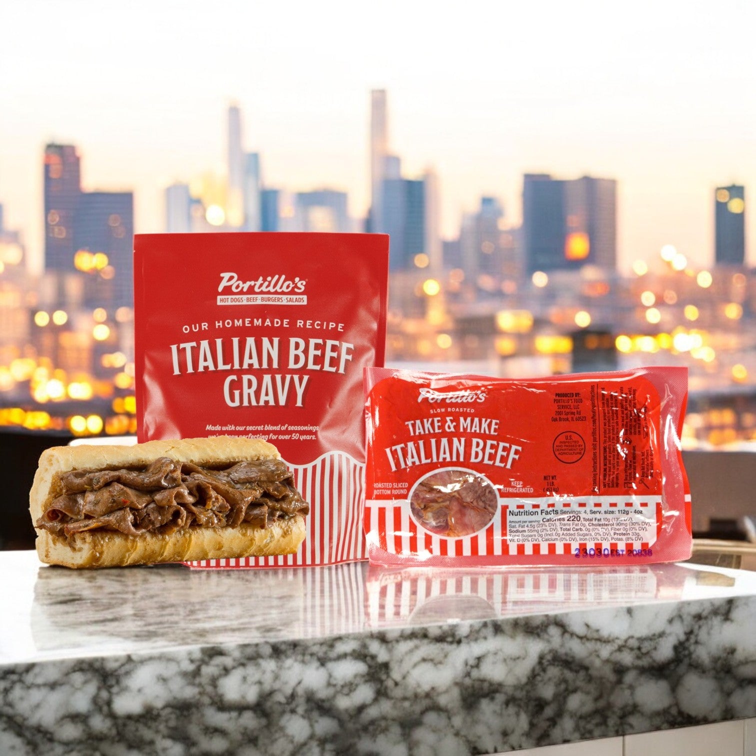 Portillo's, Italian Beef Gravy! Take & Make Italian Beef- 1 Pound Beef and 30 oz. Gravy!