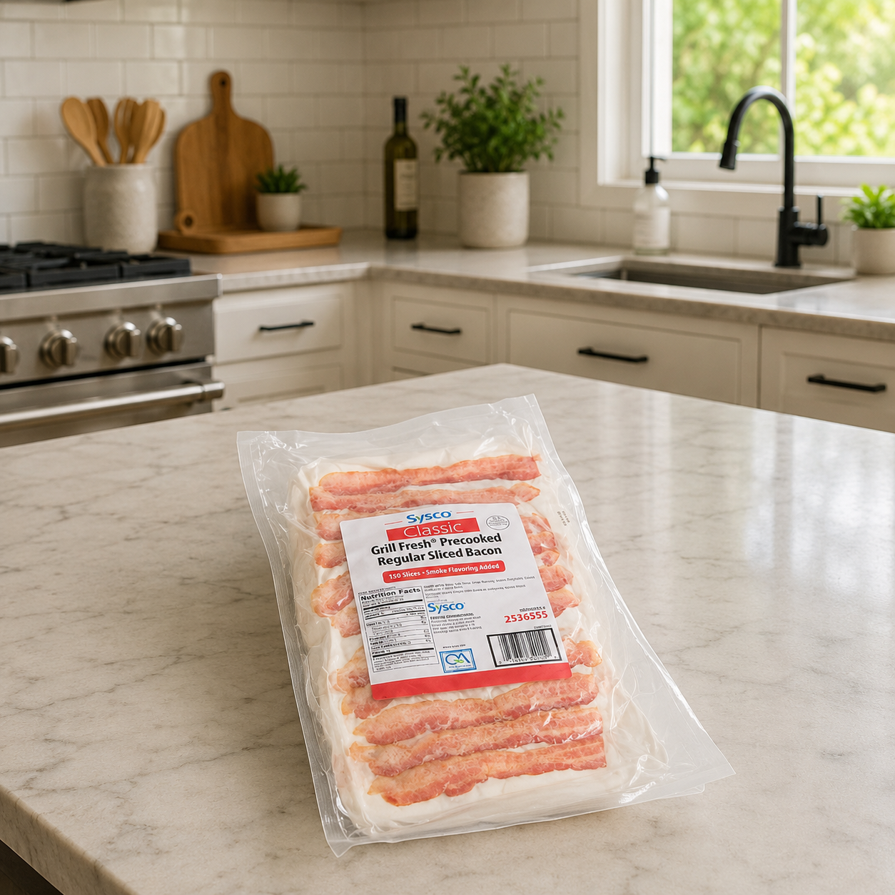 Bacon Precooked Thick Slice – Sysco Classic Grill Fresh Precooked Thick Sliced Bacon, 300 Slices per Case