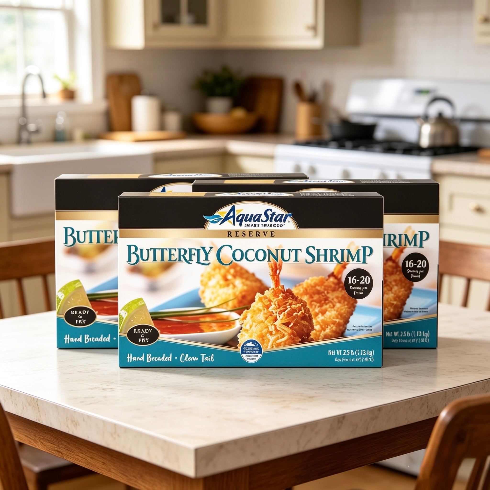 Aqua Star Butterfly Coconut Shrimp, Hand Breaded (3 Count – 7.5 lbs Total)