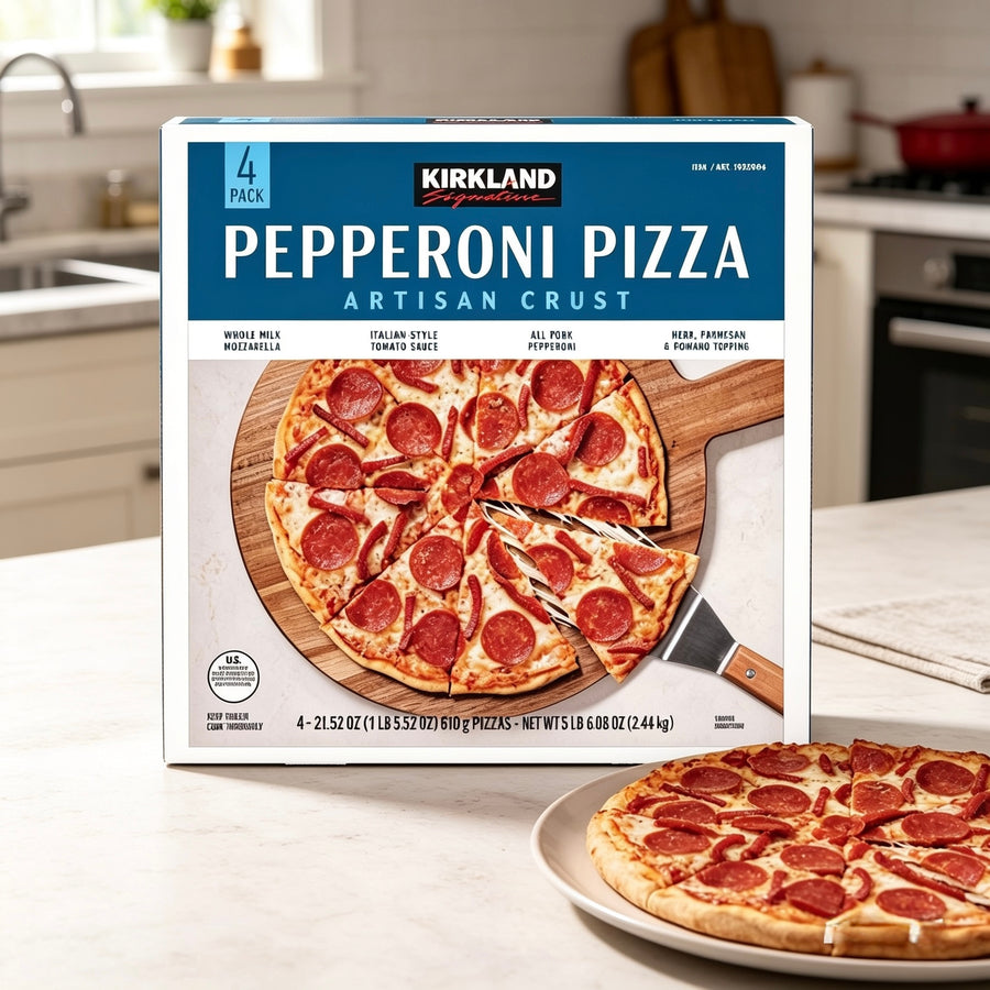 Kirkland Signature Artisan Crust Pepperoni Pizza – 21.52 oz Each, 4-Count Pack
