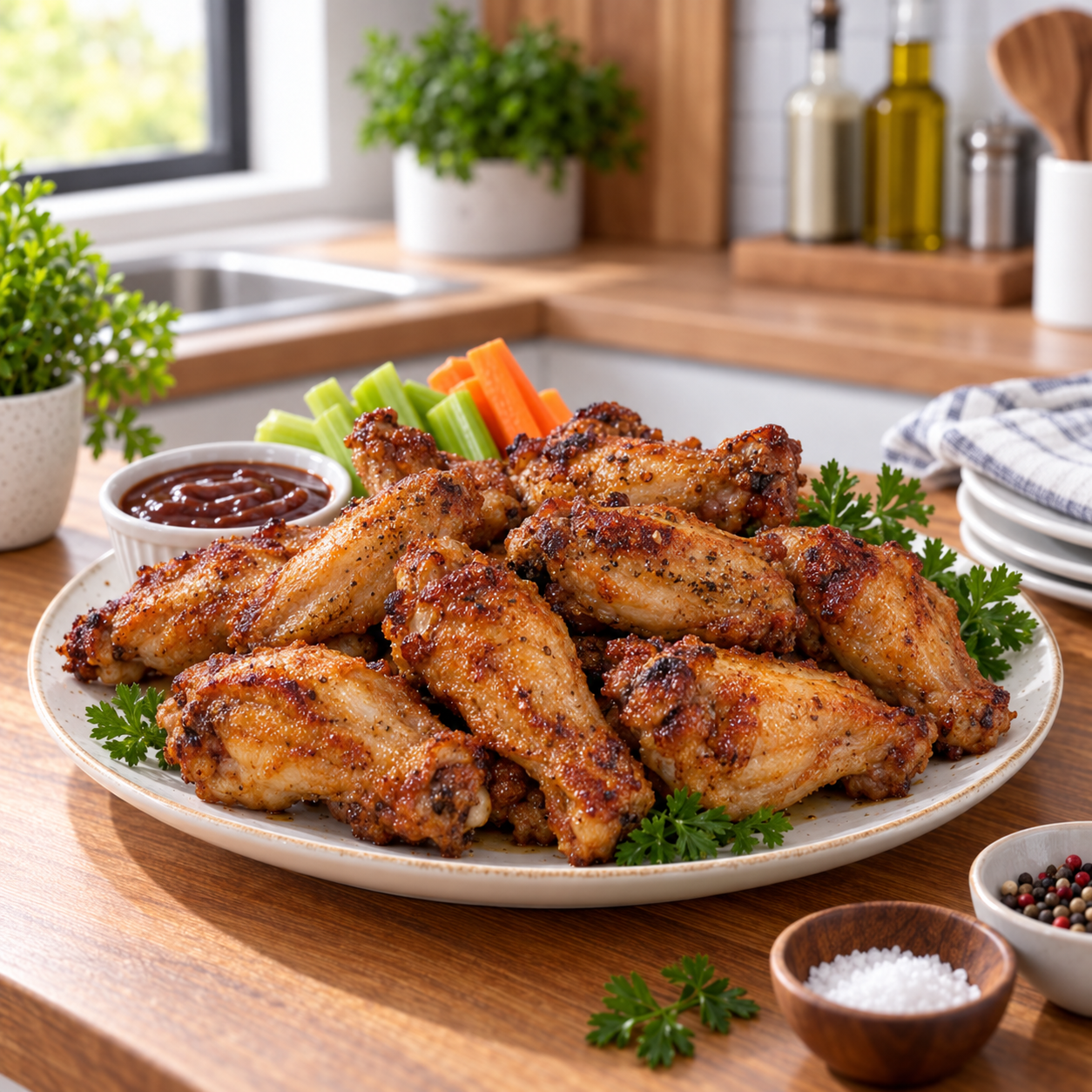 Roasted Pre-Cooked Chicken Wings – Medium, 3-Pack (5 lb Each, 15 lb Total)