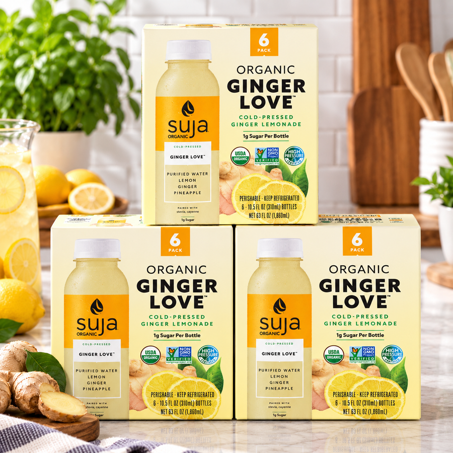 Suja Organic Ginger Love Lemonade – 3 COUNT (18 Bottles × 10.5 fl oz)